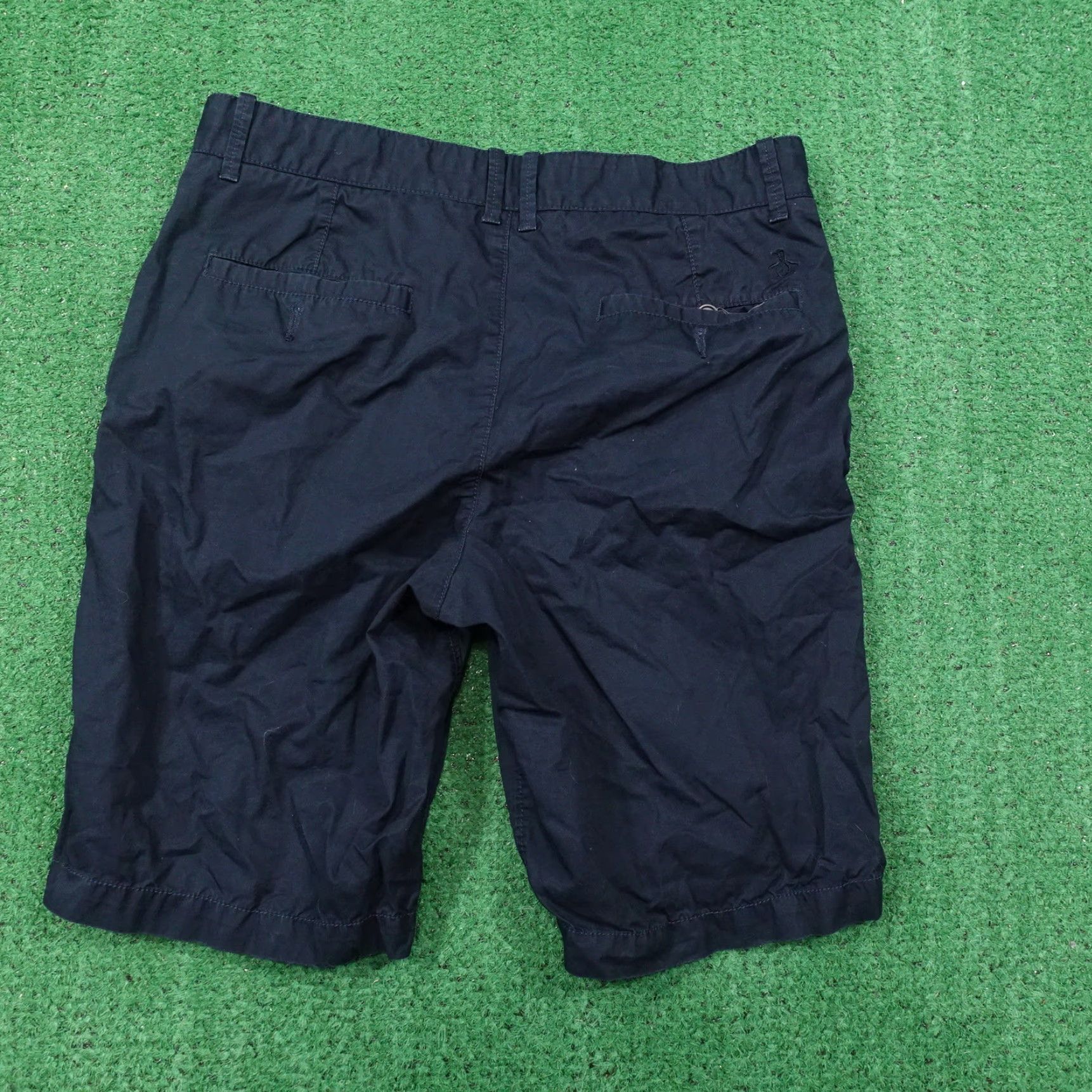 Vintage Penguin Munsingwear Navy Blue Chino Shorts Men 30 Casual Solid Flat Front Inseam 9.5" Size US 30 / EU 46 - 3 Thumbnail
