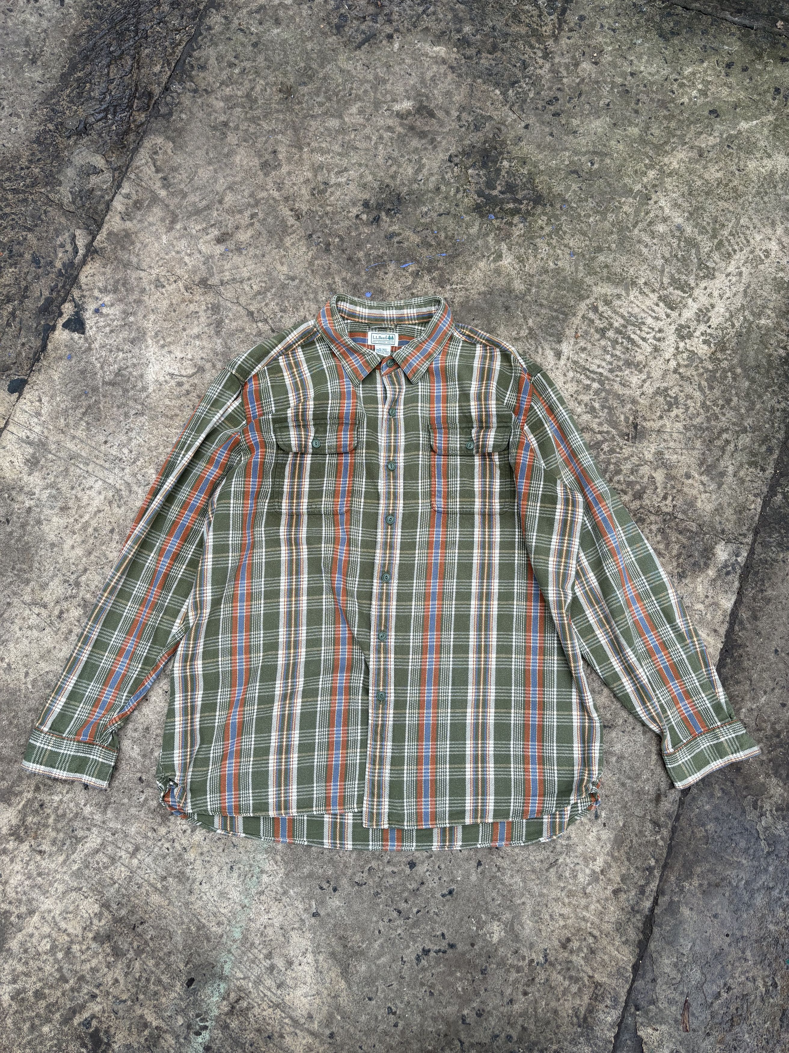 L.L. Bean × Vintage Vintage L.L.Bean Checked Flannel Green Shirt Size US XL / EU 56 / 4 - 1 Thumbnail