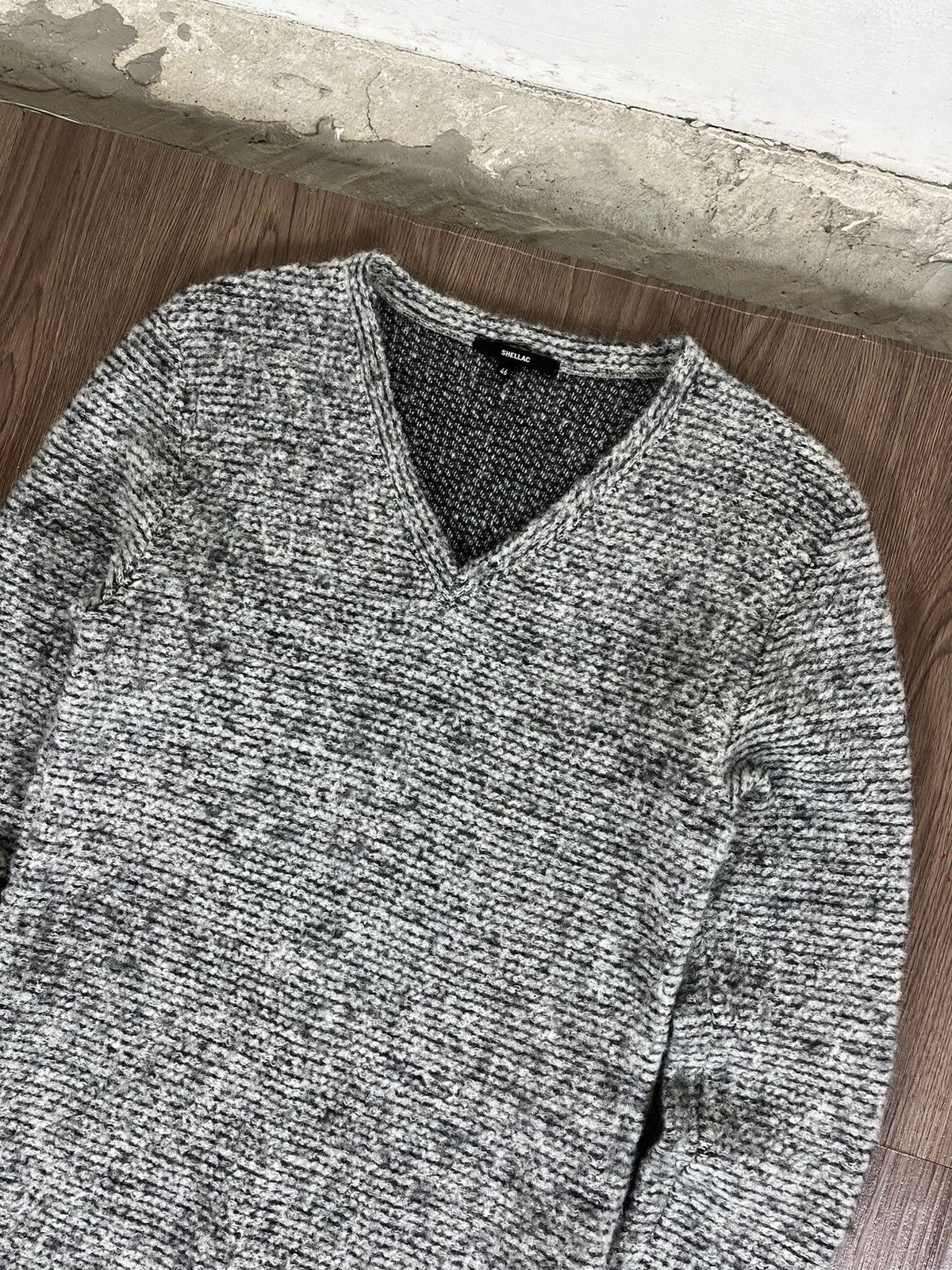 Shellac Shellac Grey Mix V-Neck Knit Sweater Size US M / EU 48-50 / 2 - 3 Thumbnail