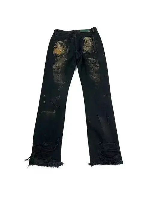Jean Vintage handmade ripped raw edge micro-flared jeans Size US 32 / EU 48 - 2 Thumbnail