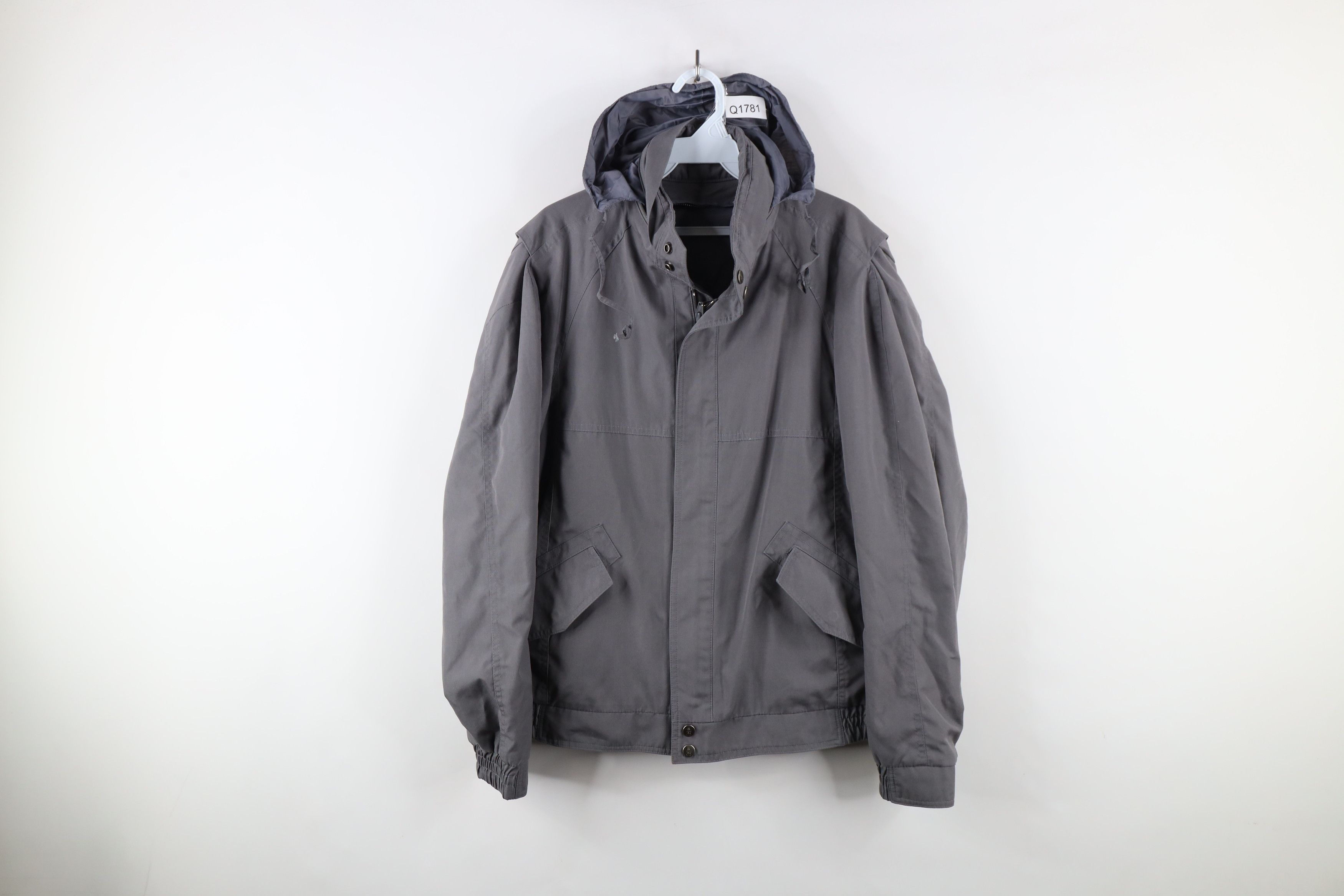 Vintage Vintage 90s Streetwear Hooded Full Zip Bomber Jacket Gray Size US XXL / EU 58 / 5 - 1 Thumbnail