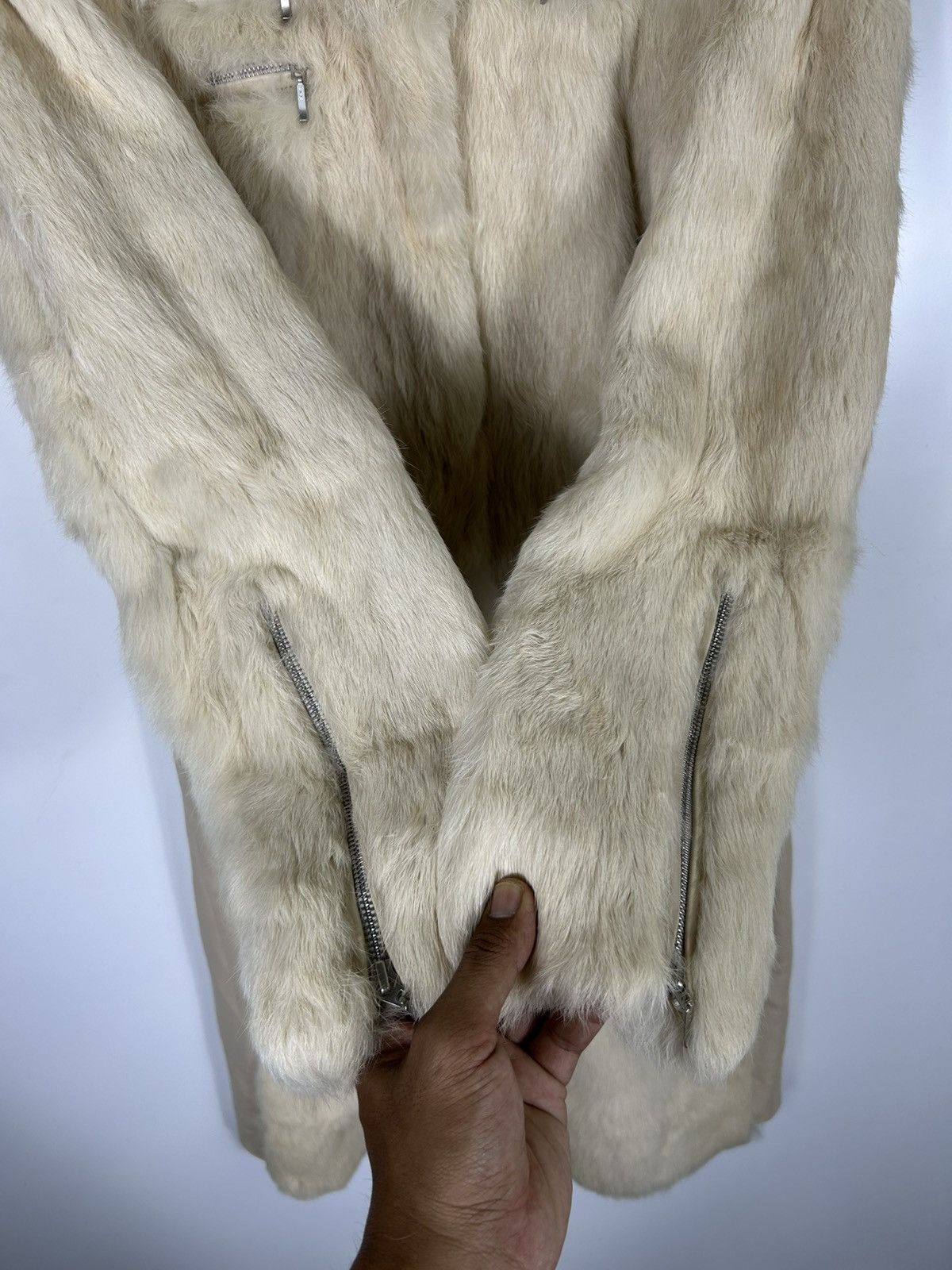 Sagafurs 🔥 Ines Et Marechal Rabbit Fur Real Leather Long Jacket Size S / US 4 / IT 40 - 9 Thumbnail