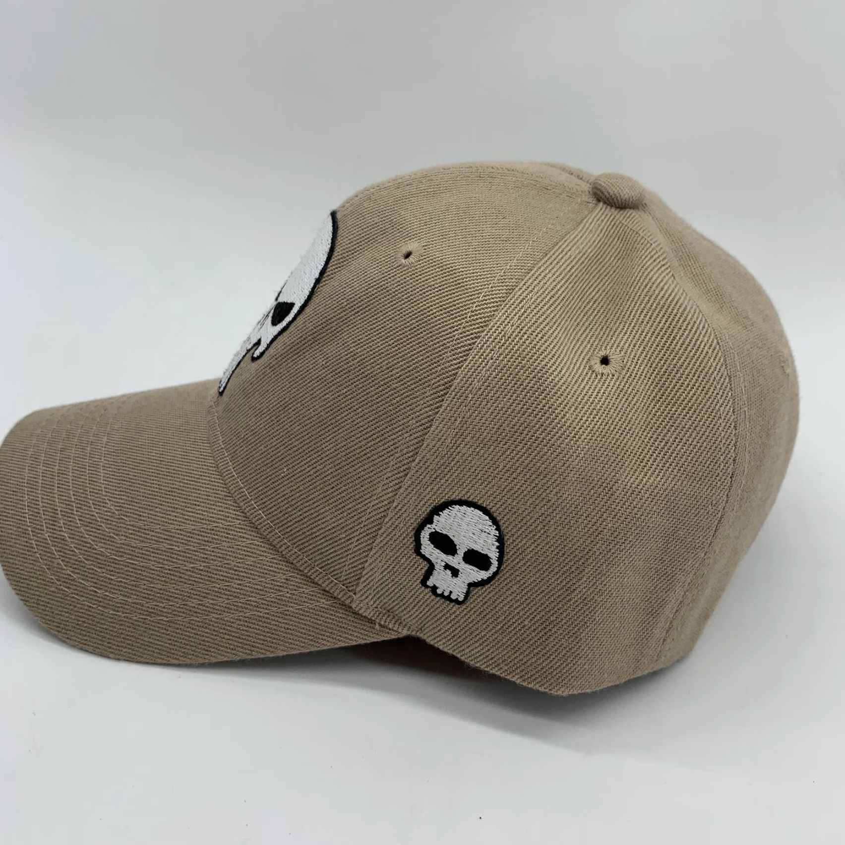 Logo 7 Skull Logo Hat Cap Strap Back Mens Beige Twill Baseball Embroidered One Size Size ONE SIZE - 4 Thumbnail