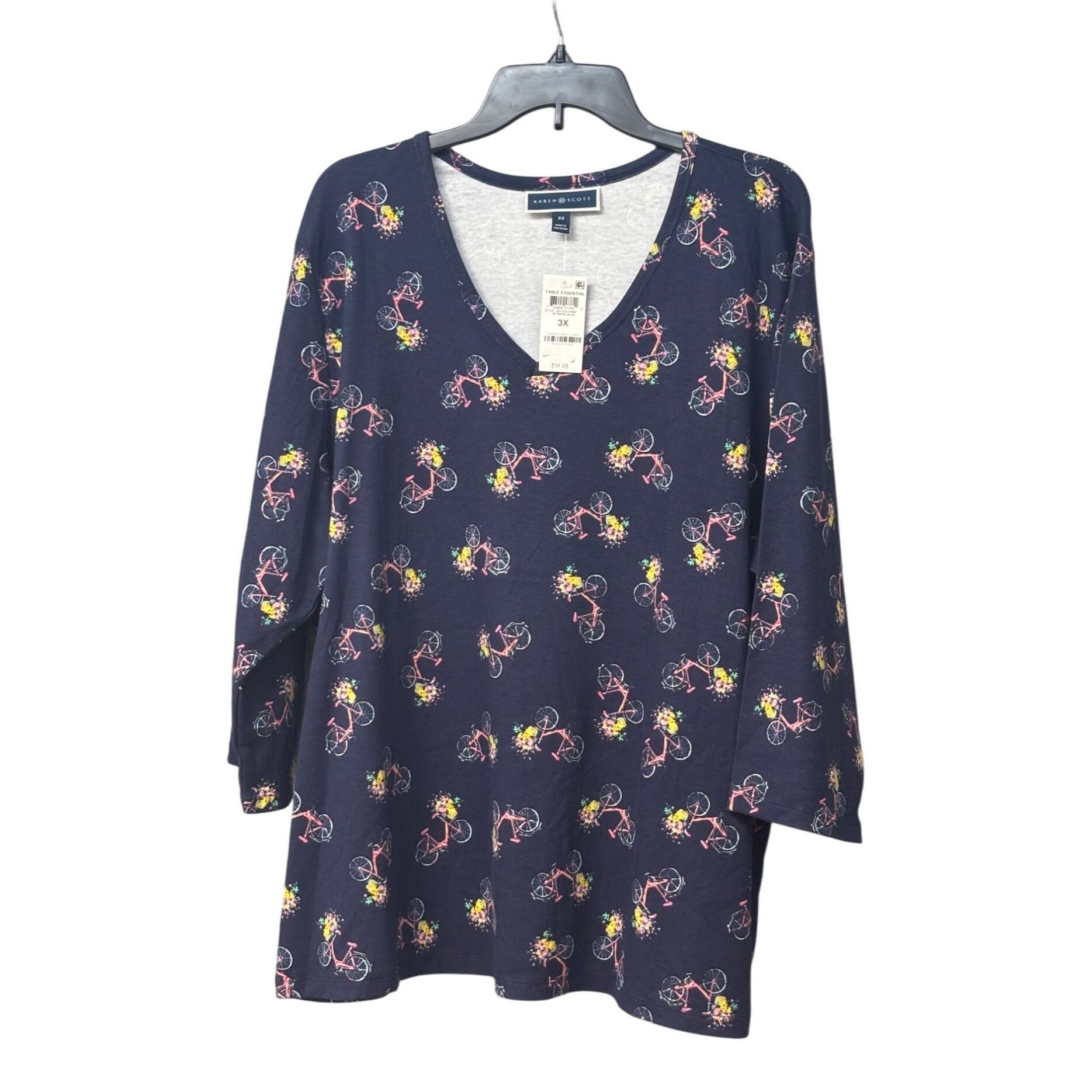 Other Karen Scott Plus Size 3/4-Sleeve Bicycle Dream Top, Intrepid Size ONE SIZE - 1 Thumbnail