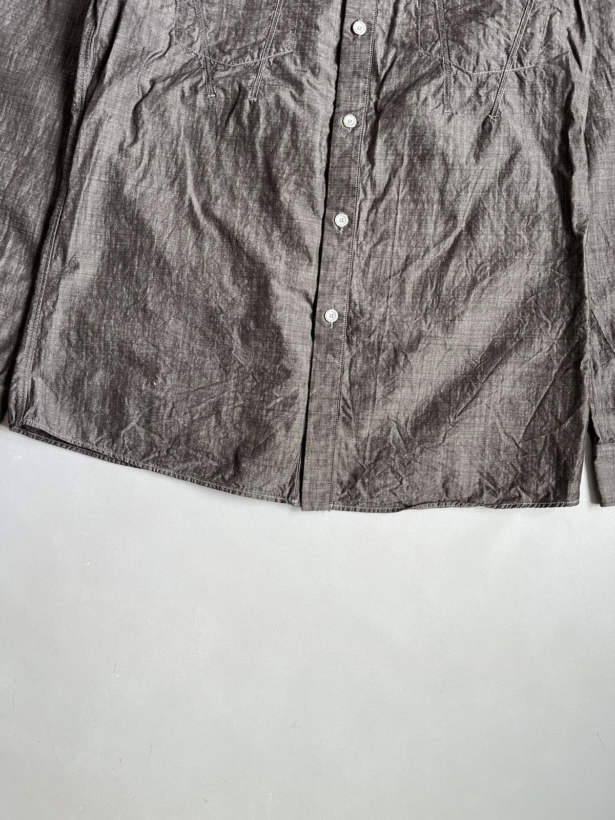 Marithe + Francois Girbaud × Vintage Le Jean De Marithe Francois Girbaud Men Grey Button Up Shirt Size US L / EU 52-54 / 3 - 2 Thumbnail