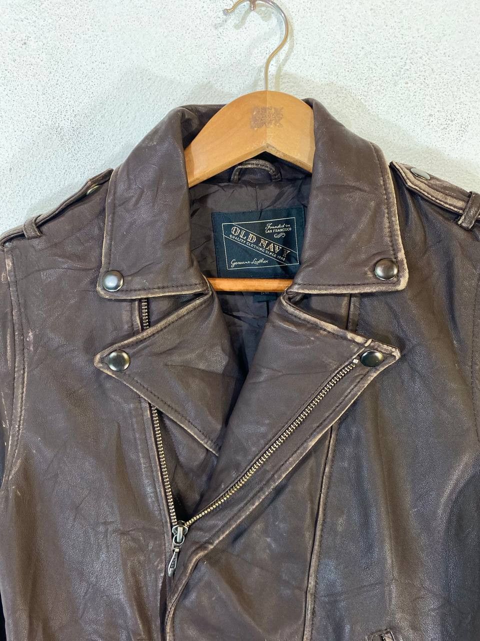 Old Navy old navy genuine leather double collar jacket nice design Size US XS / EU 42 / 0 - 2 Thumbnail