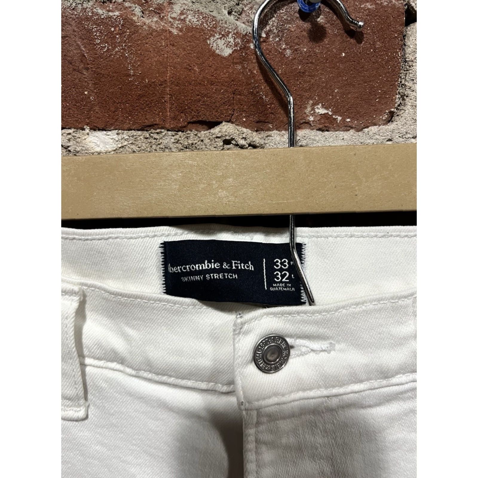 Abercrombie & Fitch Abercrombie & Fitch Womens Jeans Skinny 33 x 32 White Denim Stretch Slim Regular Size 24" / US 00 / IT 34 - 3 Thumbnail