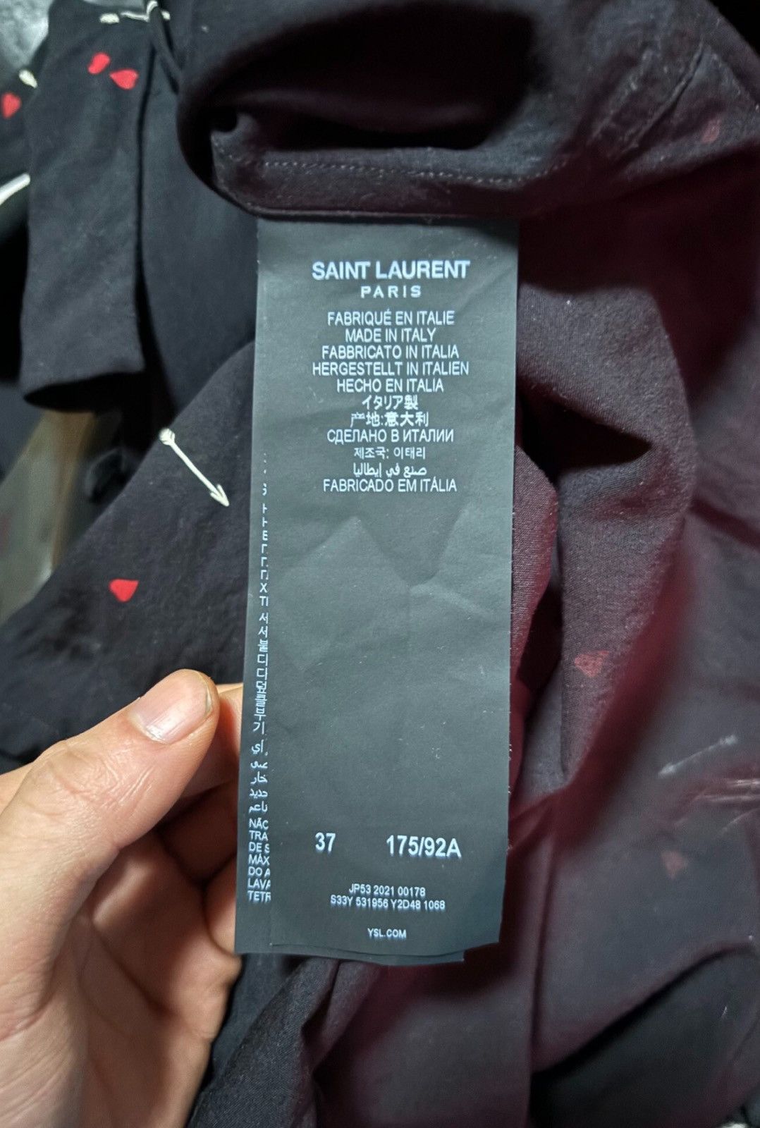Saint Laurent Paris Saint Laurent SLP 2021FW Black Love Slogan Shirt Size US M / EU 48-50 / 2 - 6 Thumbnail