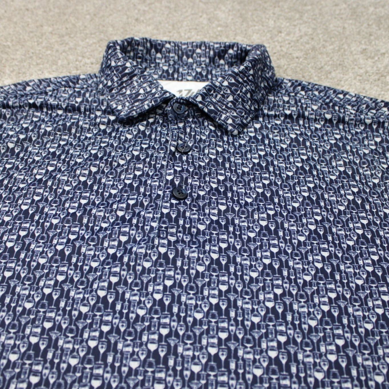 Vintage 1764 Polo Shirt Mens Large Blue Geometric Print Short Sleeve Polo Shirt Large Blue 1764 Sports Golf Casual Men’s Shirt Material Polyester Spandex Size US L / EU 52-54 / 3 - 5 Thumbnail