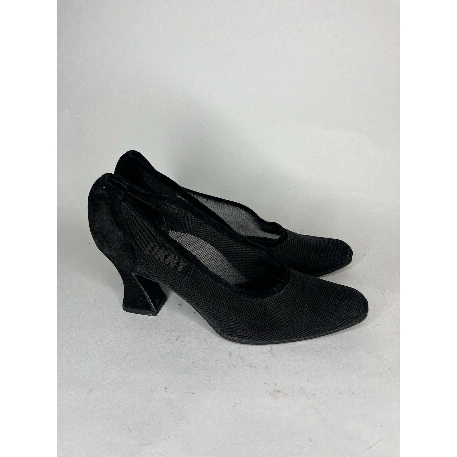 DKNY DKNY Black Textile Mesh Synthetic Dress Kitten Heels Women S Size US 7.5 / IT 37.5 - 9 Thumbnail