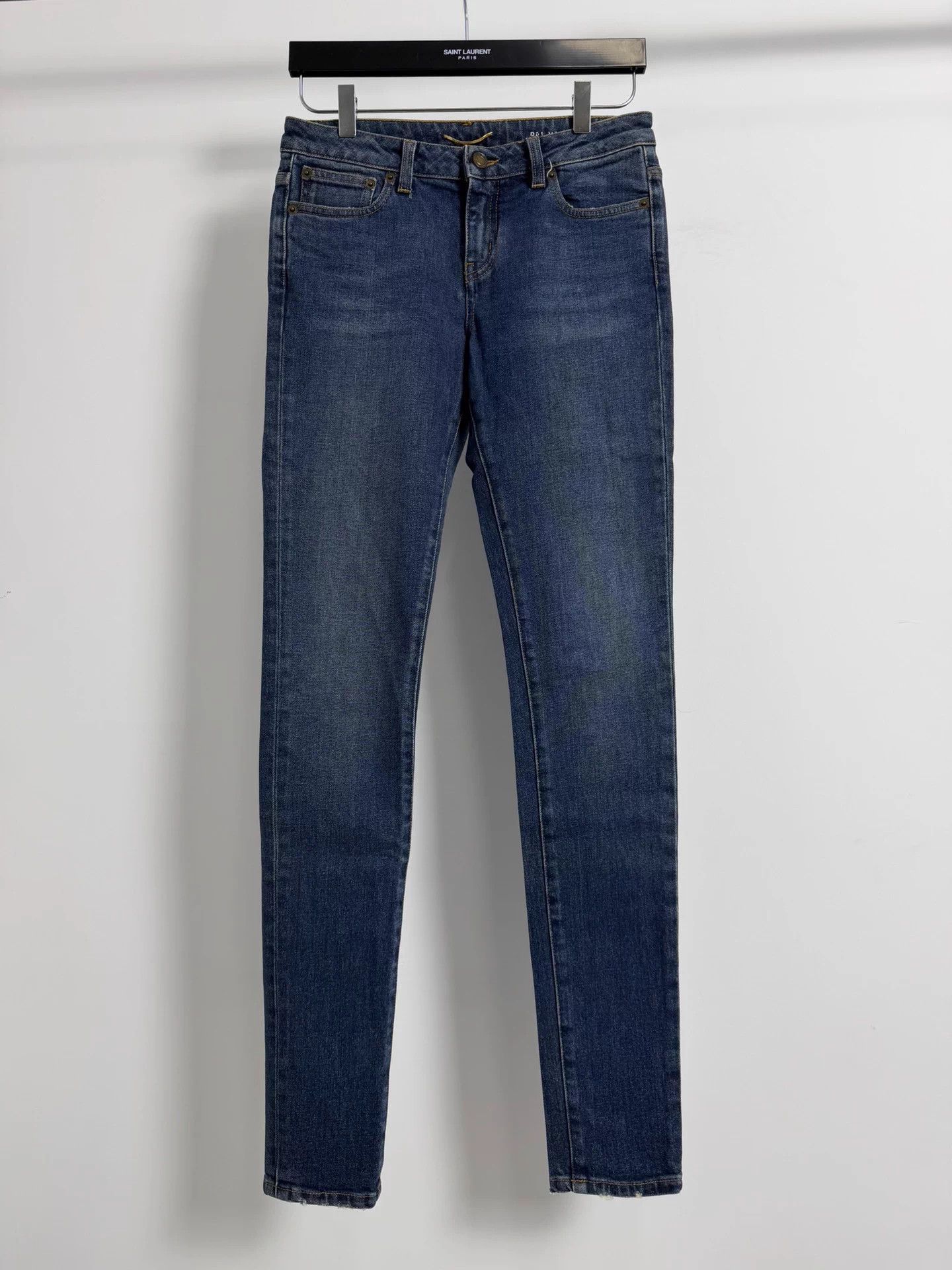 Saint Laurent Paris SLP16FW D01 Navy Blue Cat Paw Wash Jeans 27 Size US 27 - 1 Thumbnail