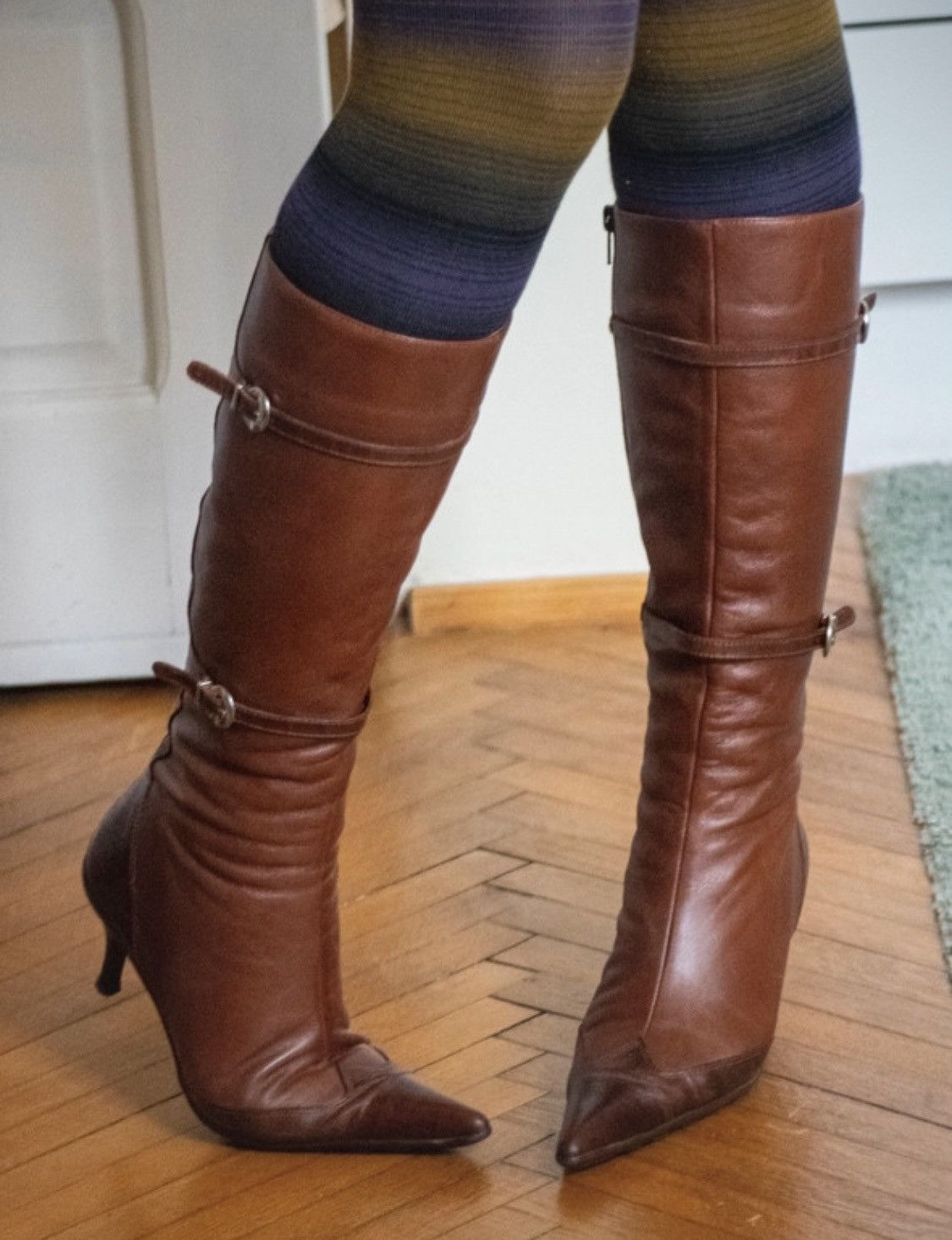 Vintage 90's Genuine leather kitten heel art deco boots y2k opium Size US 7 / IT 37 - 2 Thumbnail