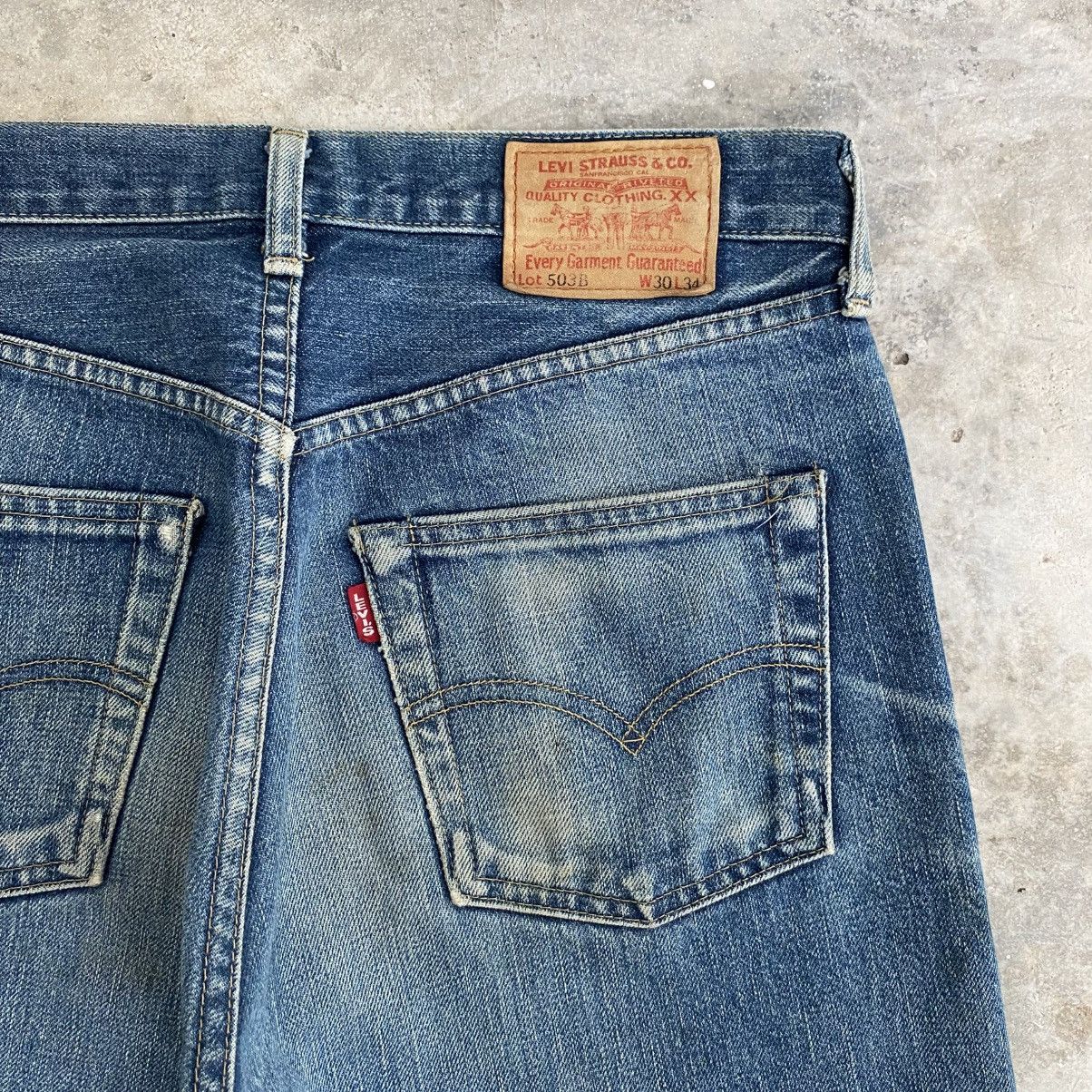 Levi's Vintage 90’s Levis 503B Big E Faded Blue Selvedge LVC Jeans Size US 30 / EU 46 - 12 Thumbnail
