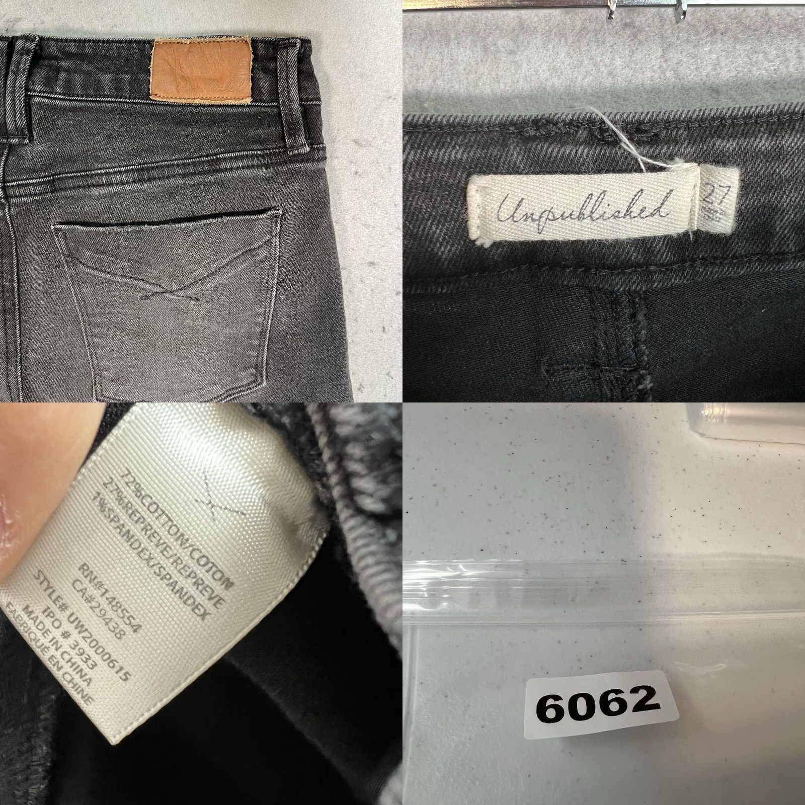 Vintage VINTAGE Unpublished Women's Wide Leg Jeans 27 Black Denim Stretch Straight Fit Retro 90s Size 27" / US 4 / IT 40 - 8 Thumbnail