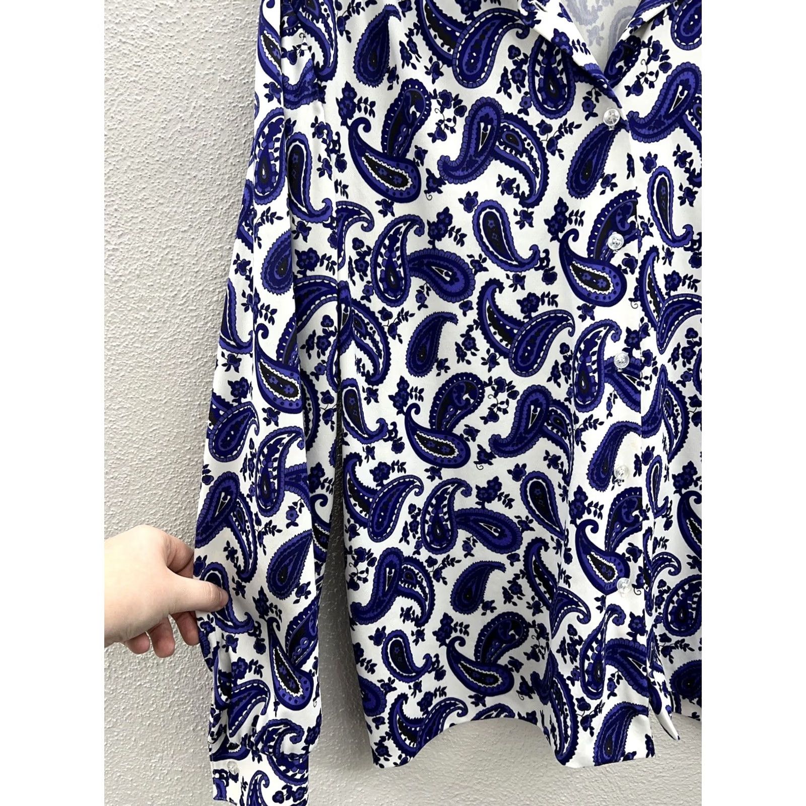Vintage VINTAGE Womens Fire Islander Shirt 18 White Purple Paisley Button-Up Long Sleeve Shirt Size XXL / US 16-18 / IT 52-54 - 3 Thumbnail