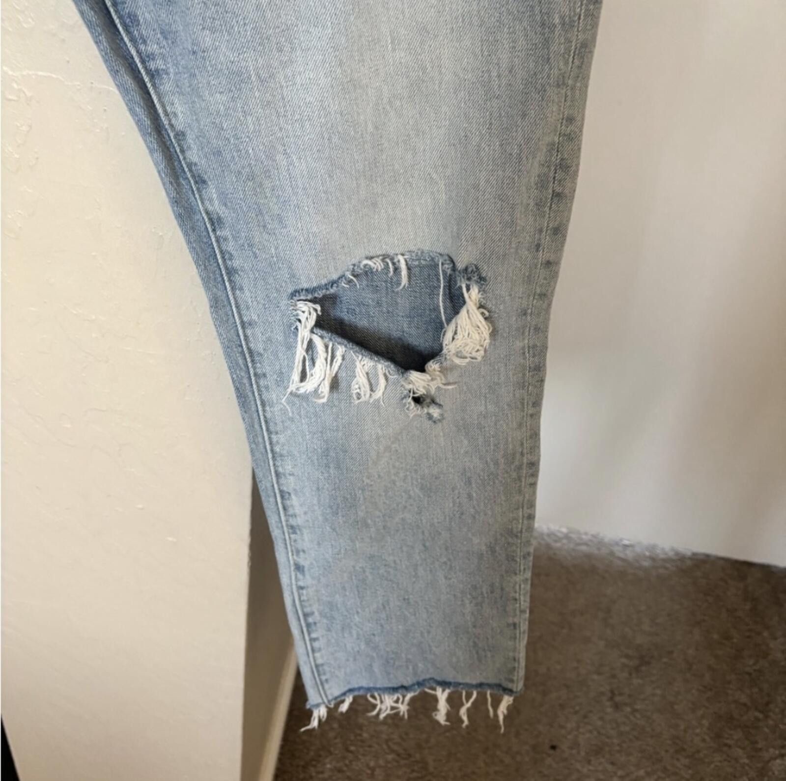 American Eagle Outfitters American Eagle Distressed Light Blue Jeans Size US 33 - 5 Thumbnail
