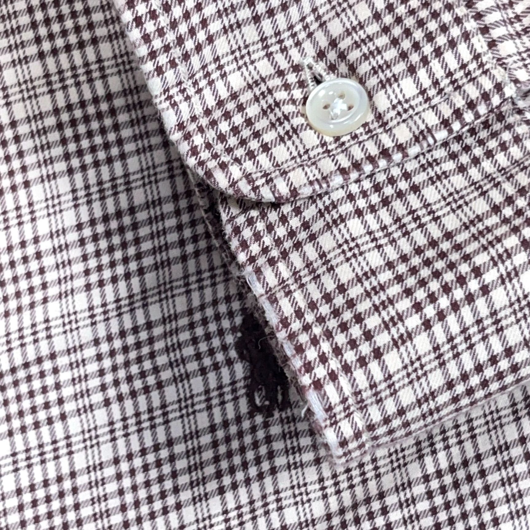 Ralph Lauren Ralph Lauren Button-Up Shirt Men Large Brown Houndstooth Plaid Blake Dress Casual Workwear Button-Front Long Sleeve Cotton Size 42R - 5 Thumbnail