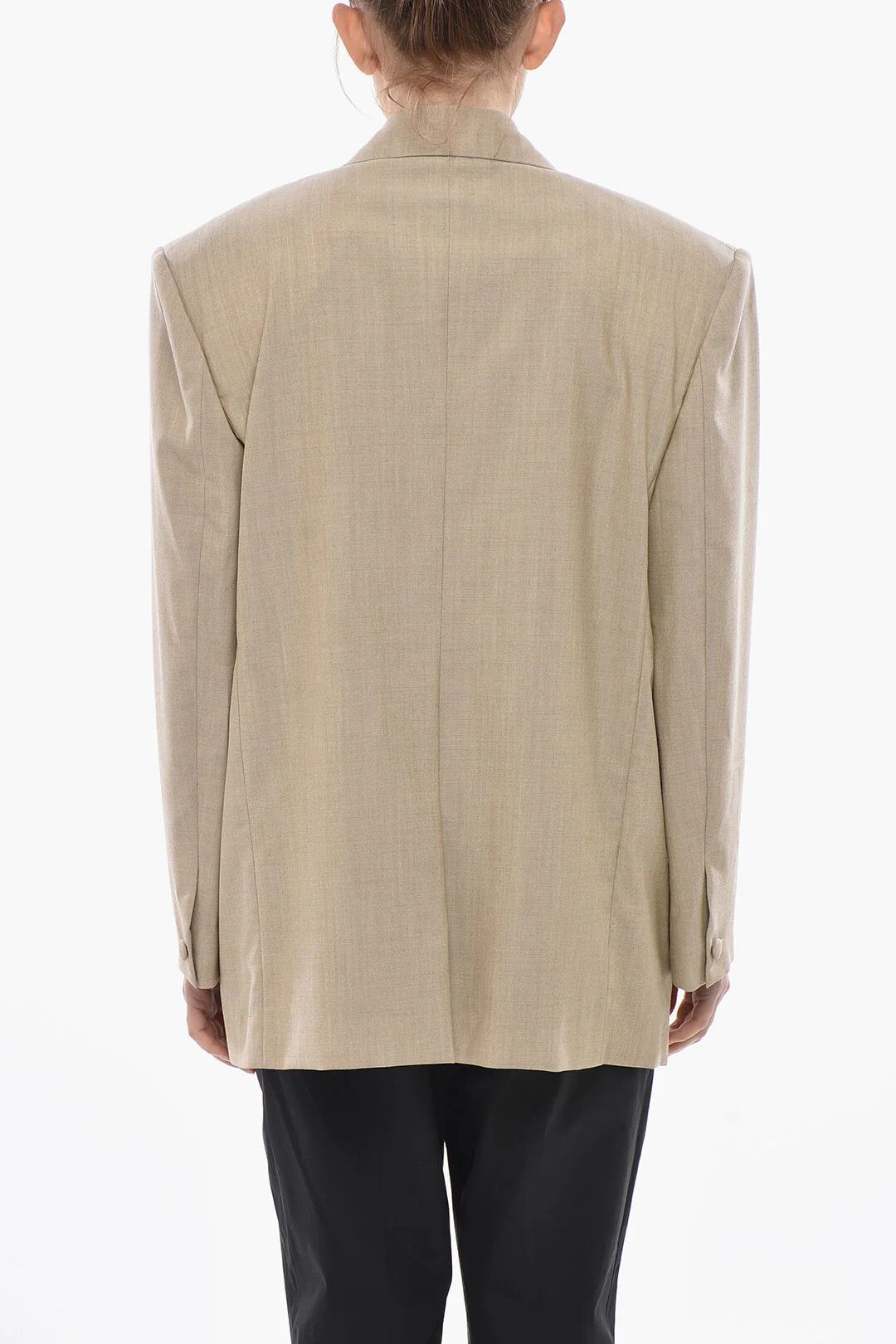 Givenchy og1mm0326 Oversized Double-Breasted Wool Blazer in Beige Size S / US 4 / IT 40 - 2 Thumbnail