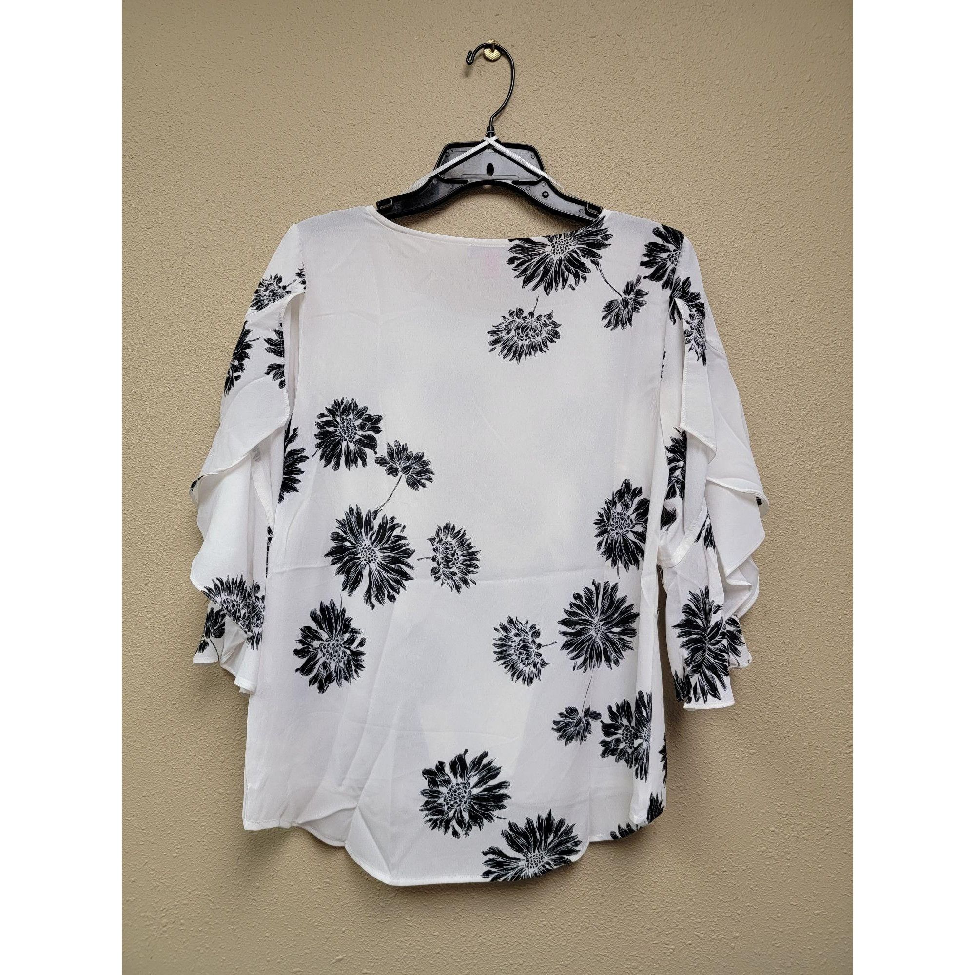 Vince Camuto VINCE CAMUTO FLORAL BLOUSE COLOR: PEARL IVORY M Size M / US 6-8 / IT 42-44 - 2 Thumbnail