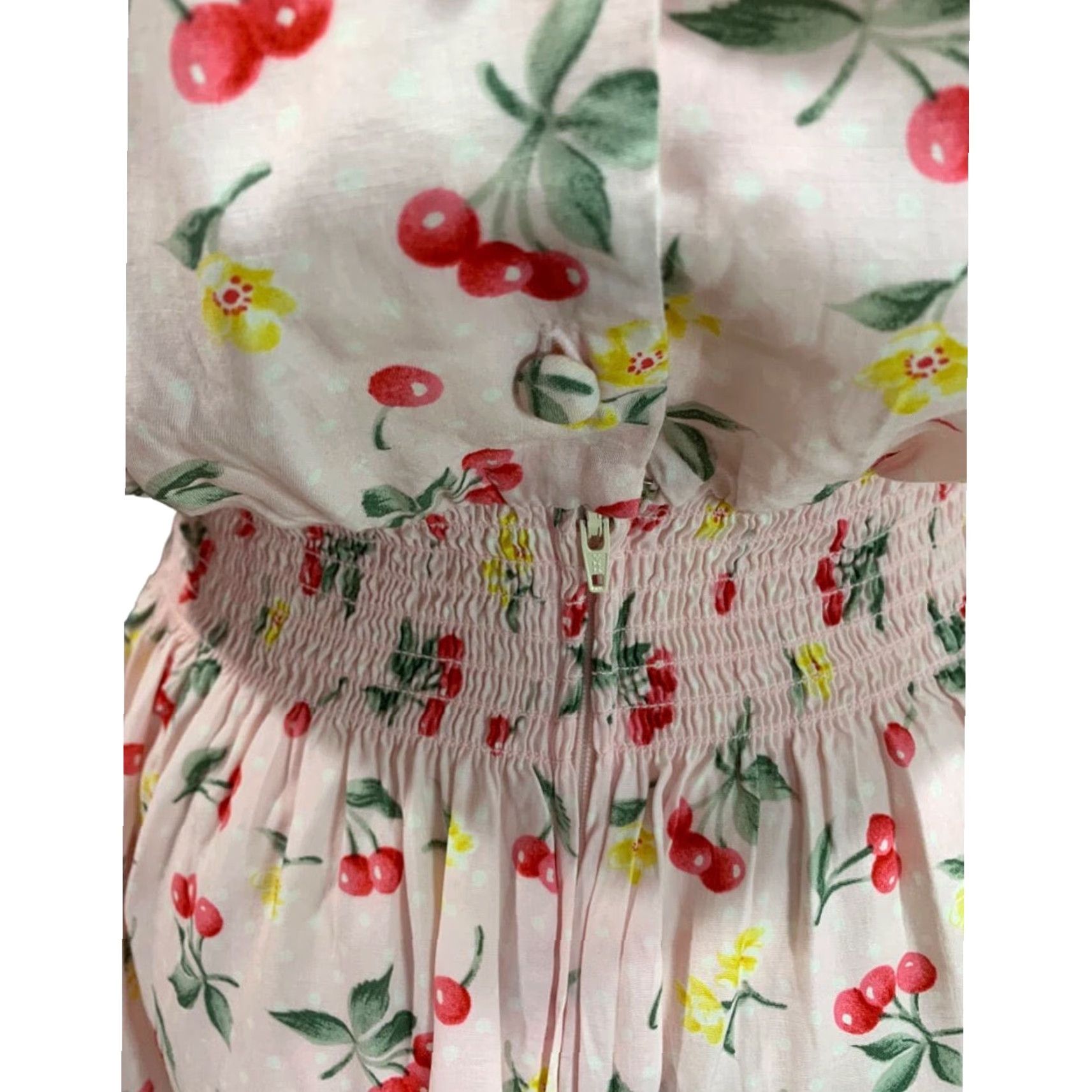 Pinko VINTAGE Karen Stevens Midi Dress 10P Petite Women Pink Cherry Print 1990s Size L / US 10 / IT 46 - 7 Thumbnail