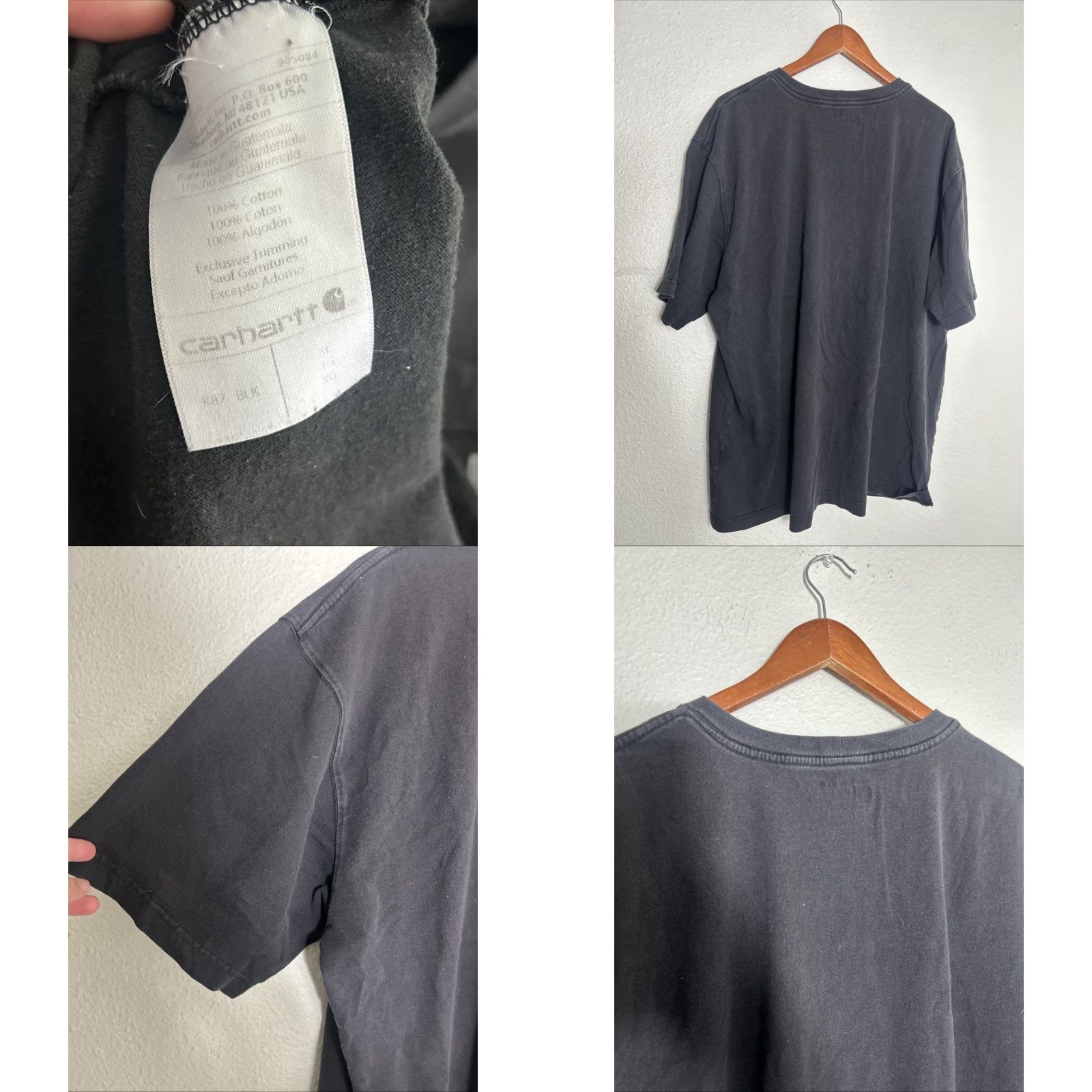 Carhartt VINTAGE Carhartt Mens XL Short Sleeve T Shirt Faded Black Oil Stains Loose Fit Size US XL / EU 56 / 4 - 8 Thumbnail