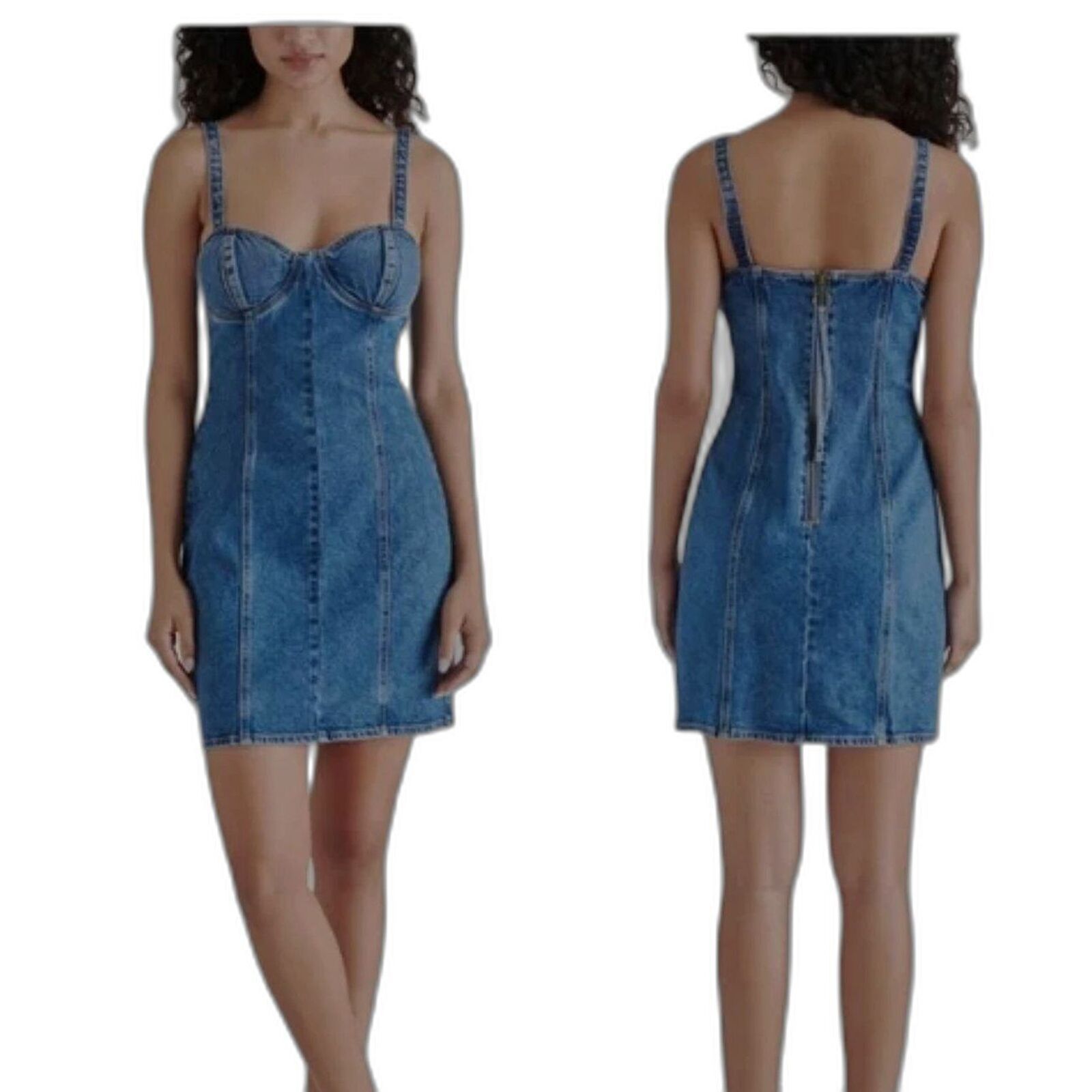 Steve Madden Steve Madden Denim Corset Dress - Trendy Fitted Mini Dress Size XL / US 12-14 / IT 48-50 - 1 Thumbnail