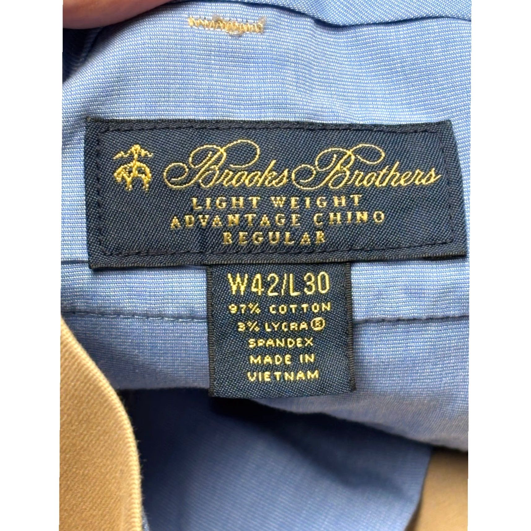 Brooks Brothers Brooks Brothers Advantage Chino Pants Mens Regular 42 Tan Lightweight Cotton Blend Stretch Flat Front Casual Business Travel 42x28 Mens Size US 42 / EU 58 - 5 Thumbnail