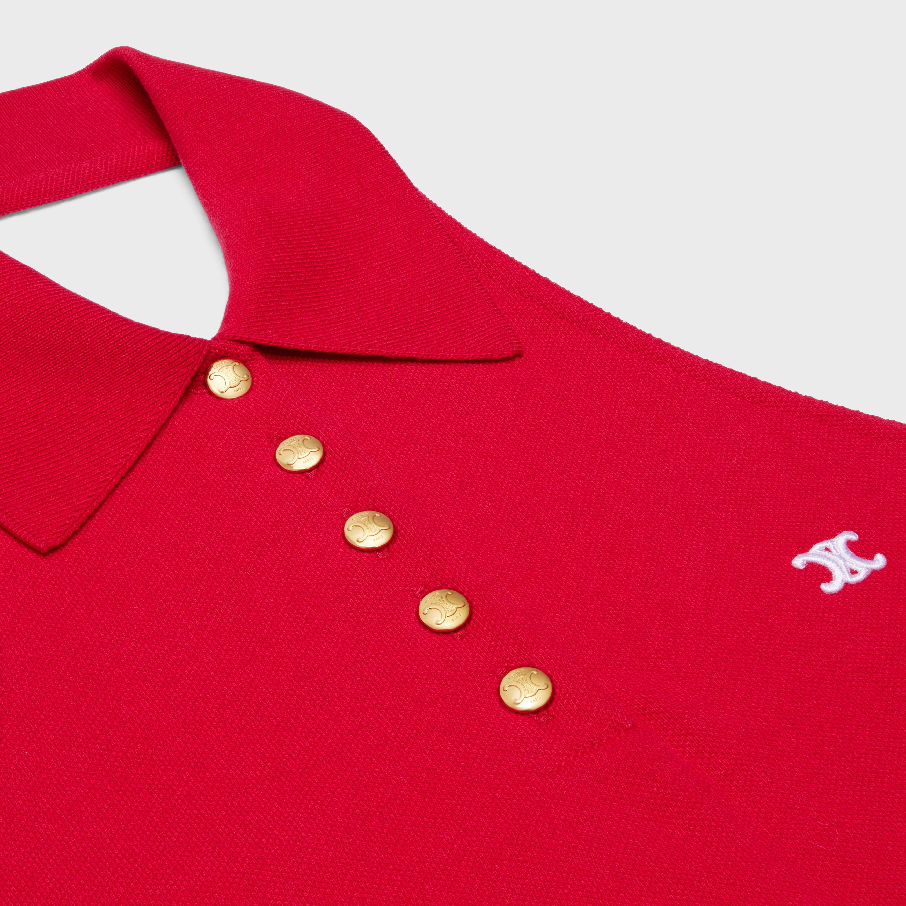 Celine o1w1db11124 Cotton Pique Triomphe Mini Polo Dress in Red Size S / US 4 / IT 40 - 3 Thumbnail