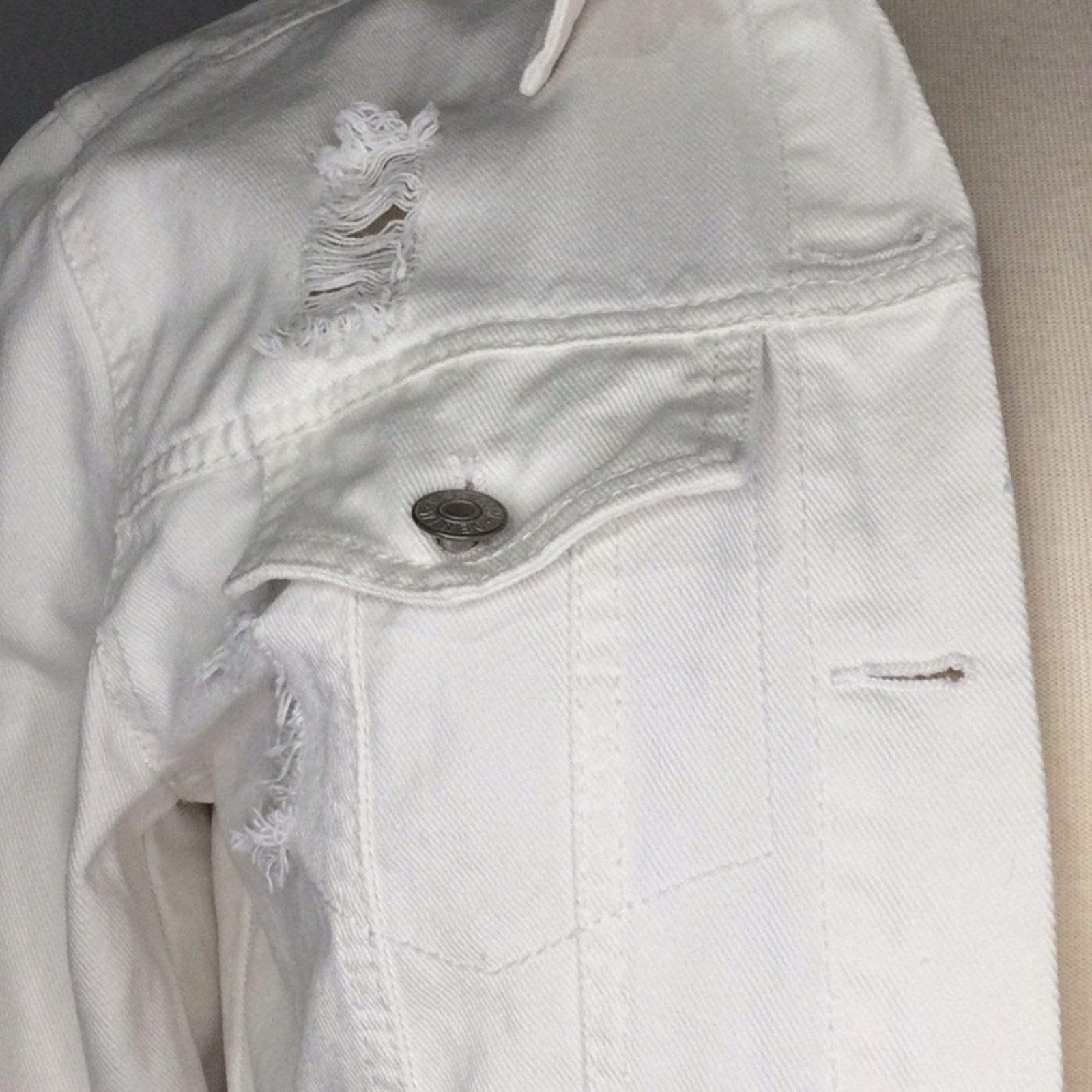Other Love Tree Denim White Distressed Jean Jacket Small Size S / US 4 / IT 40 - 4 Thumbnail