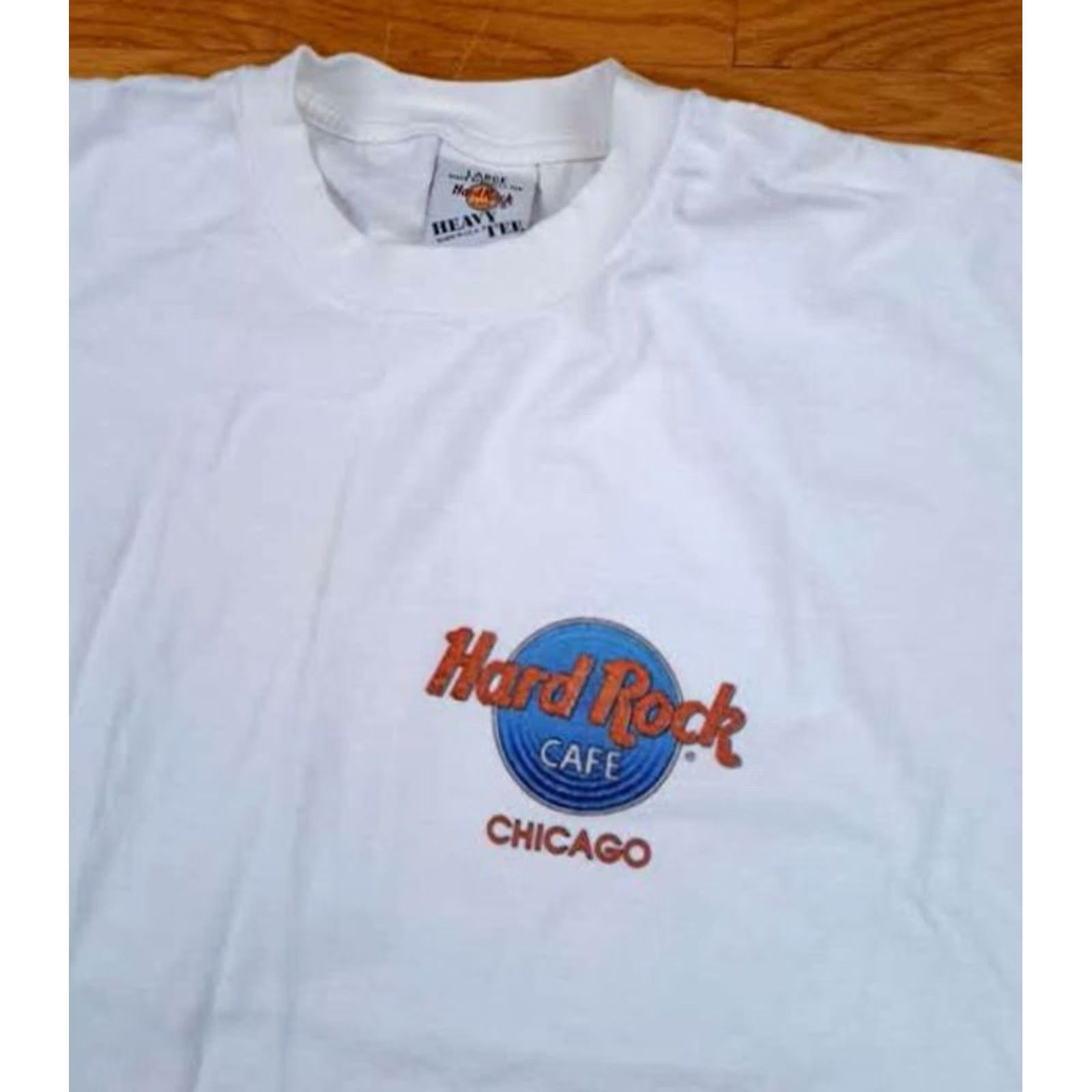 Hard Rock Cafe VINTAGE Hard Rock Chicago Planet Hollywood Printed White Large T-Shirt Mens L White USA Made 90s Chicago Theme Short Sleeve Tee Size US L / EU 52-54 / 3 - 4 Thumbnail