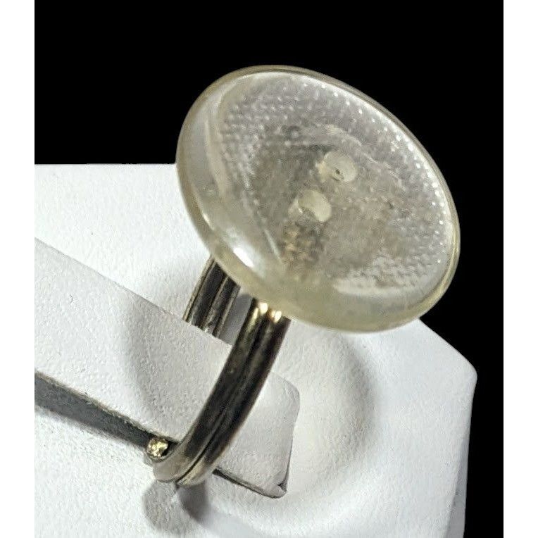 Other Handmade Upcycled Clear Textured Button Ring Size 6 Size ONE SIZE - 9 Thumbnail