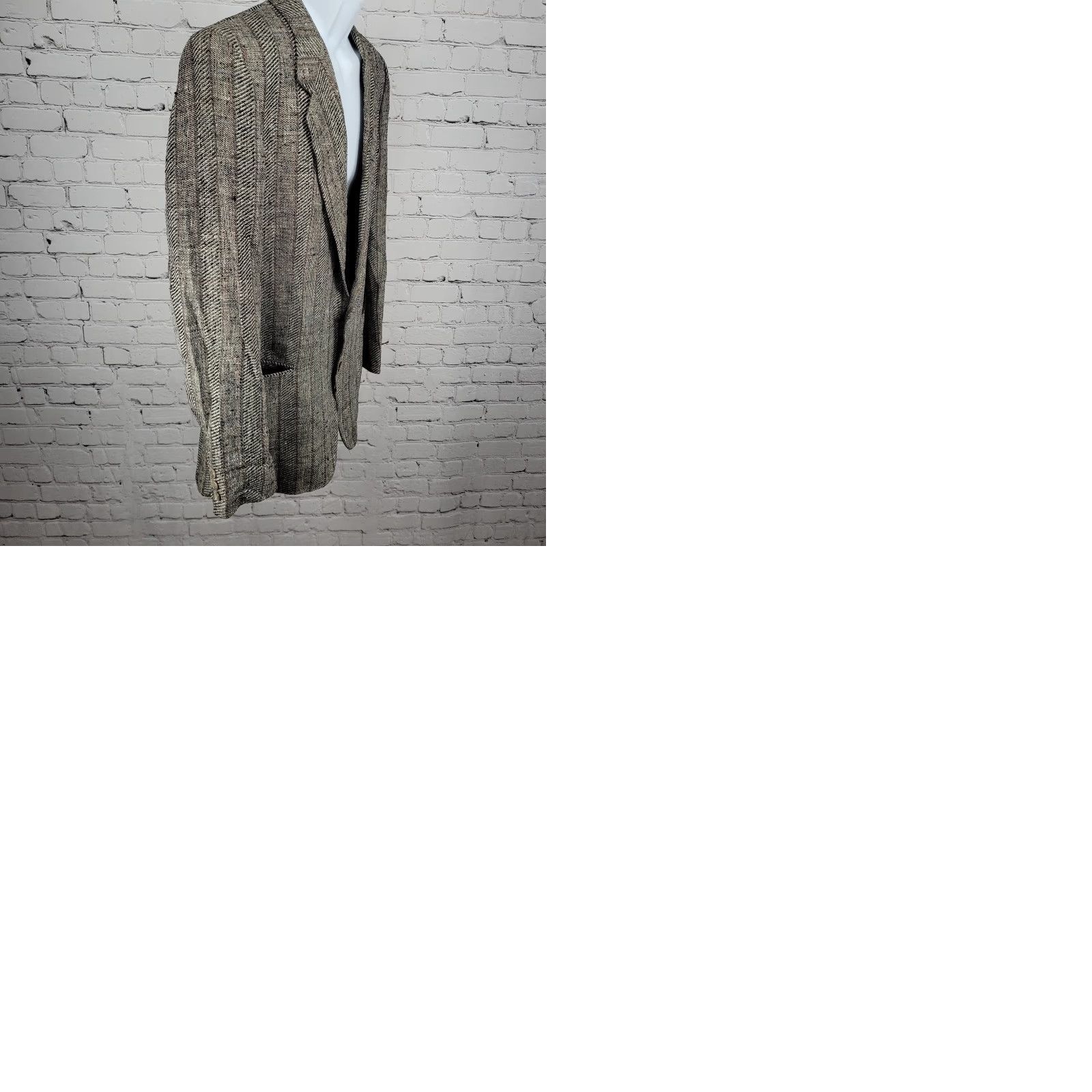 Vintage Profilo White Black Striped 2 Button Ventless Notch Blazer Sport Coat Italy 40 Size 40R - 10 Thumbnail