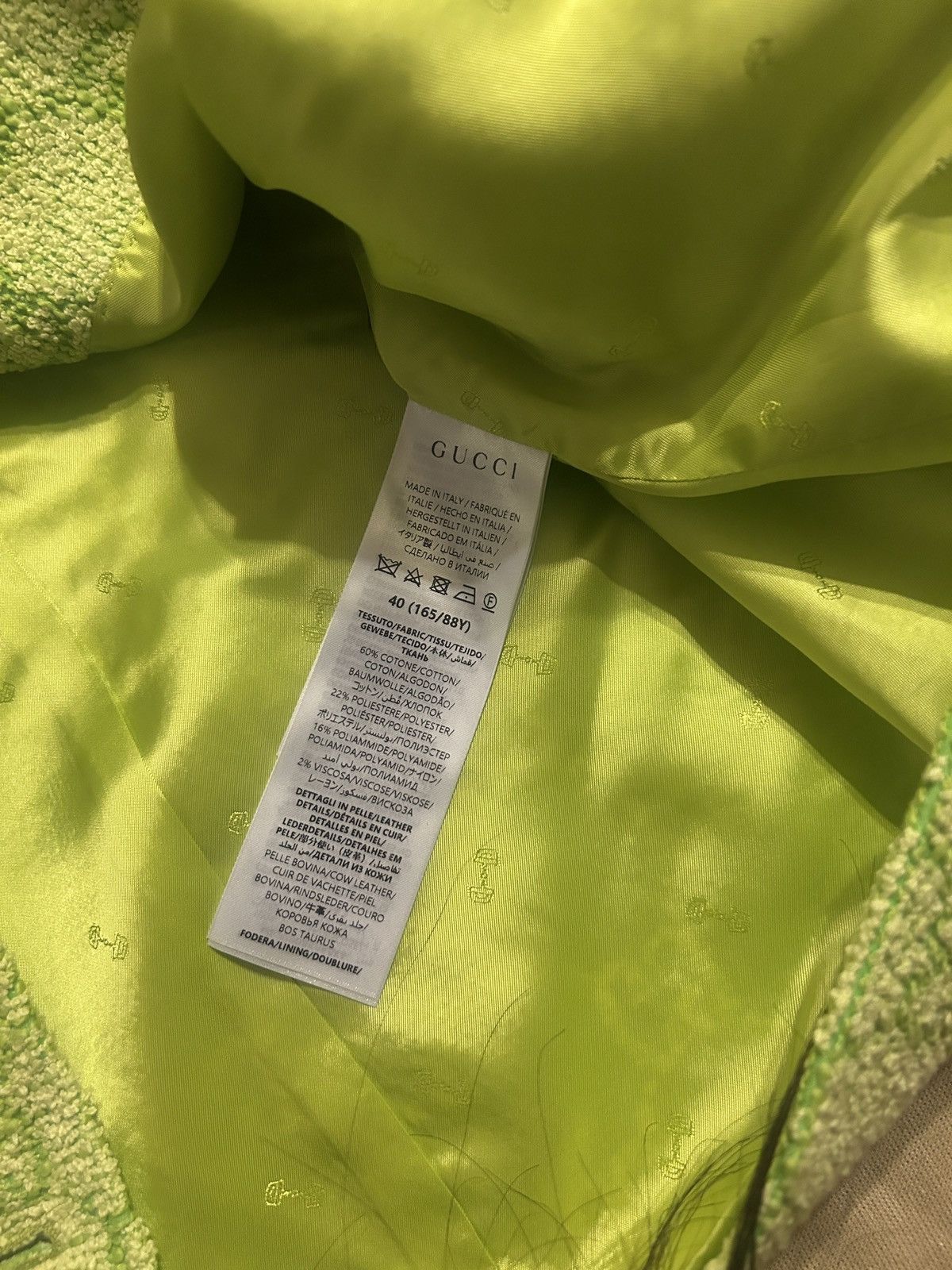 Gucci Gucci GG Boucle Cotton Blend Jacket With Horsebit Lime green Size S / US 4 / IT 40 - 14 Thumbnail