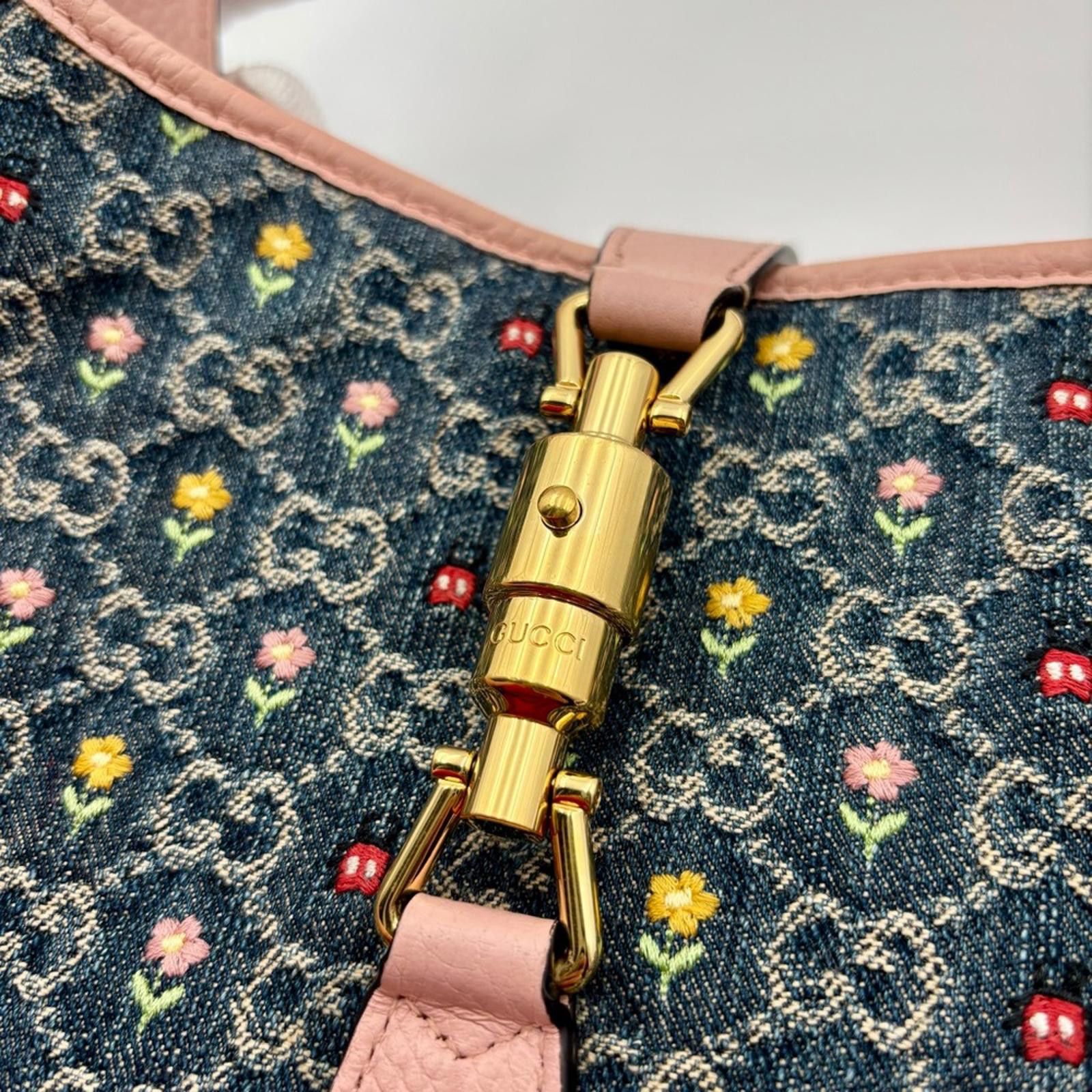 Gucci Gucci Jackie 1961 GG Denim Floral Shoulder Bag LimitedEditio Size ONE SIZE - 7 Thumbnail
