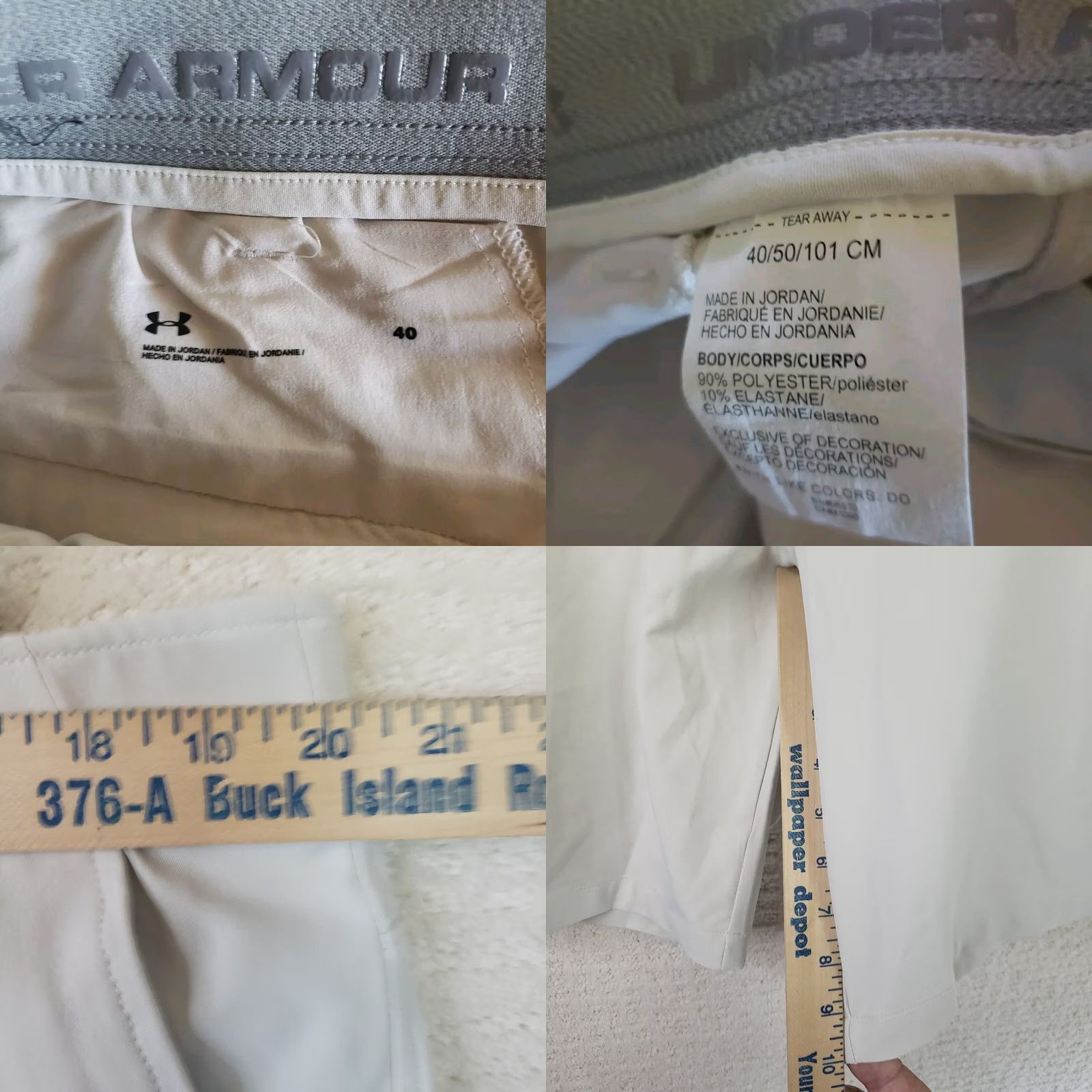 Under Armour Under Armour Shorts Casual Men's 40x10 Khaki Beige Polyester Spandex Relaxed Inseam 10" Cargo Button Zipper Logo Breathable EUC Size US 40 / EU 56 - 8 Thumbnail