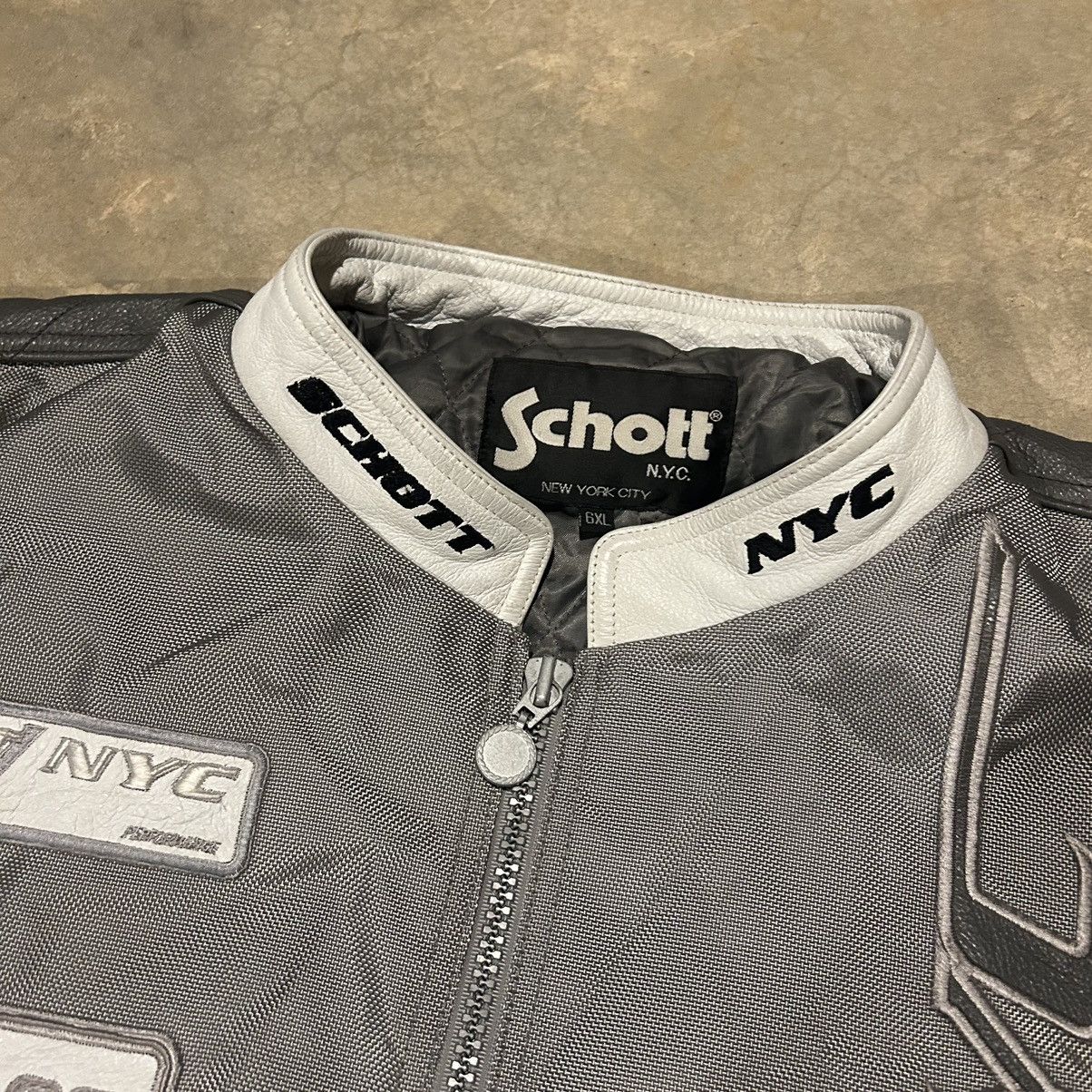 Schott × Vintage Crazy Vintage Y2K Schott NYC Oversized Racer Leather Jacket Size US XXL / EU 58 / 5 - 7 Thumbnail