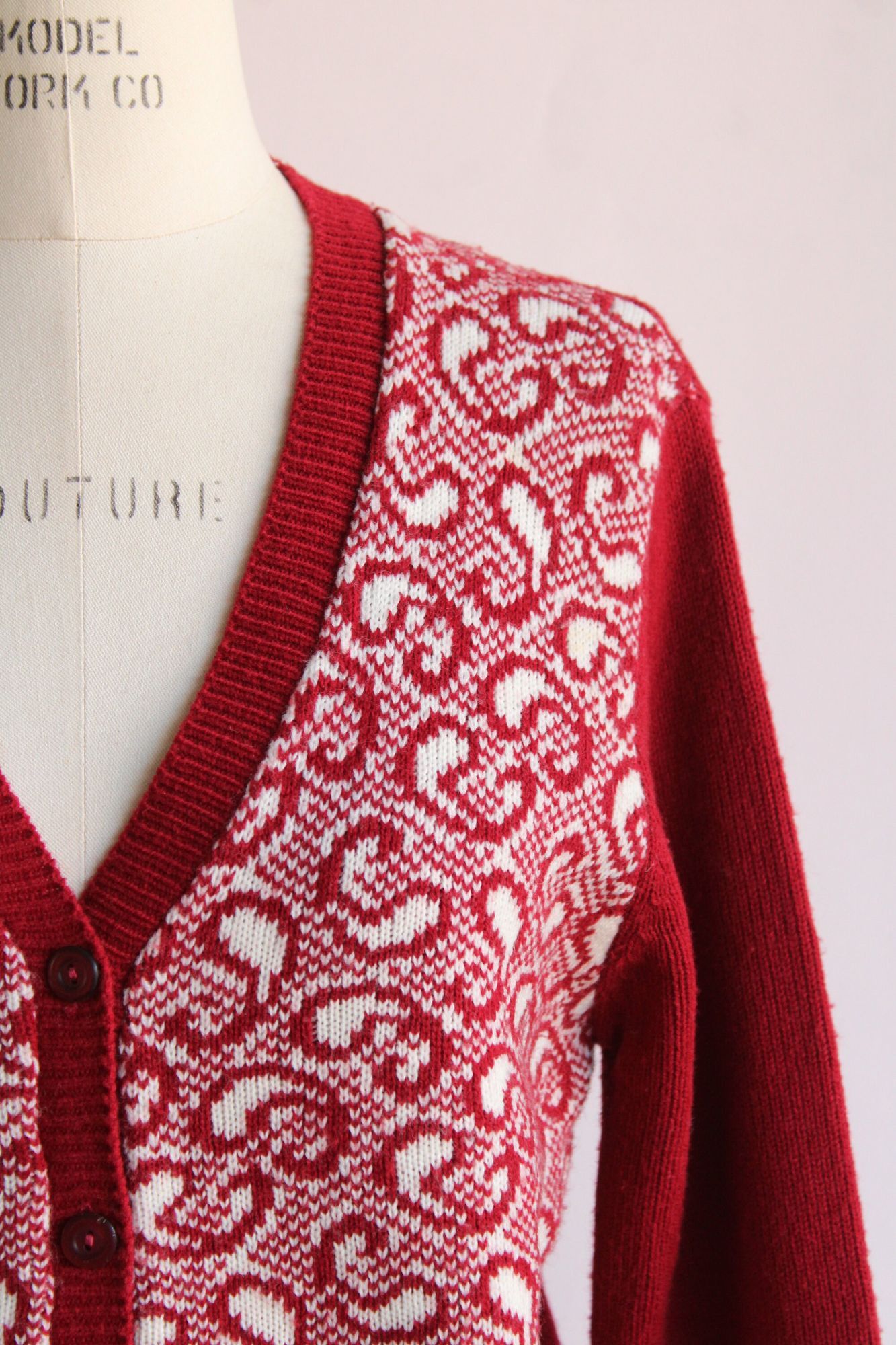 Vintage Vintage 1970s Cardigan Sweater, Volup Full Fashioned Red and Size L / US 10 / IT 46 - 4 Thumbnail