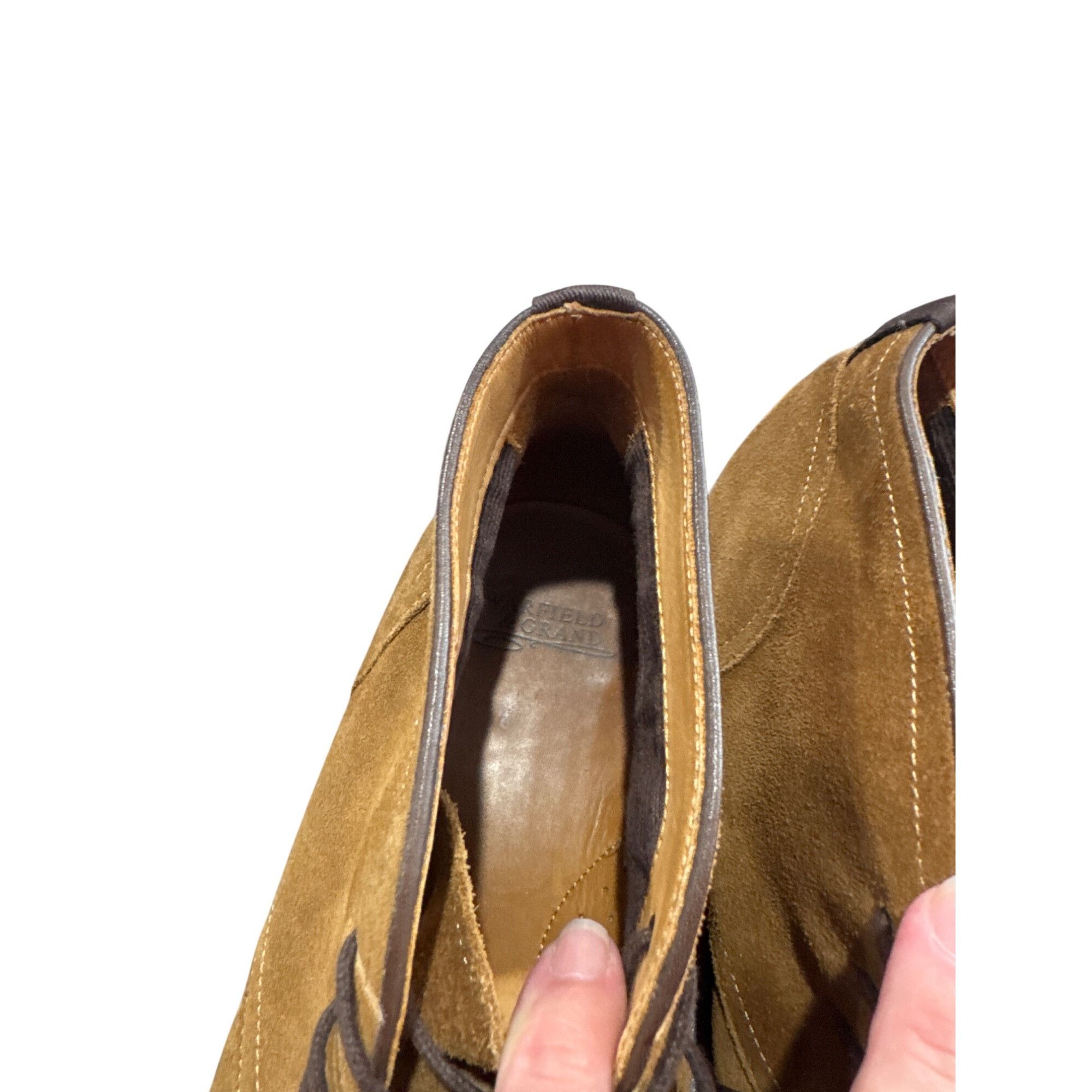 Designer Warfield Grand Mens Brown Leather Suede Ankle Chukka Boots S Size US 10.5 / EU 43-44 - 14 Thumbnail