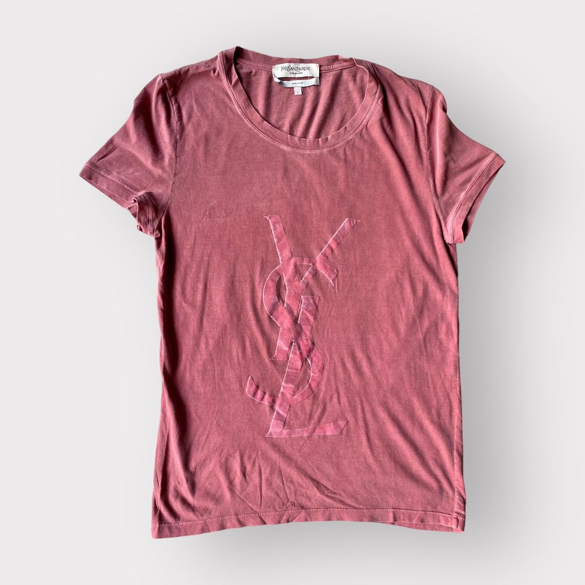 Tom Ford YSL Velour Logo Print T Shirt Size US S / EU 44-46 / 1 - 1 Thumbnail