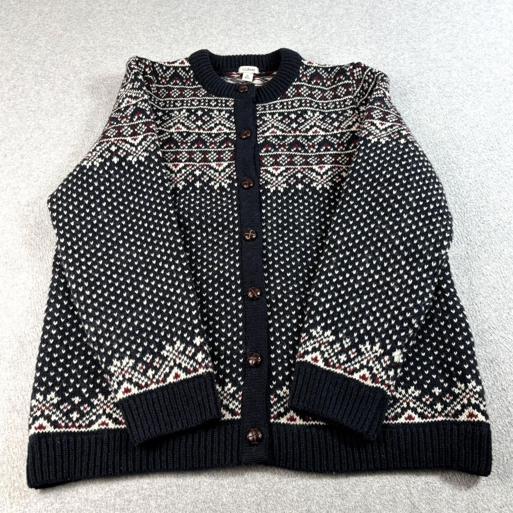 Vintage VINTAGE LL Bean Wool Sweater Men XL Blue Fair Isle Cardigan Norway Heavyweight Heritage Size US XL / EU 56 / 4 - 2 Thumbnail
