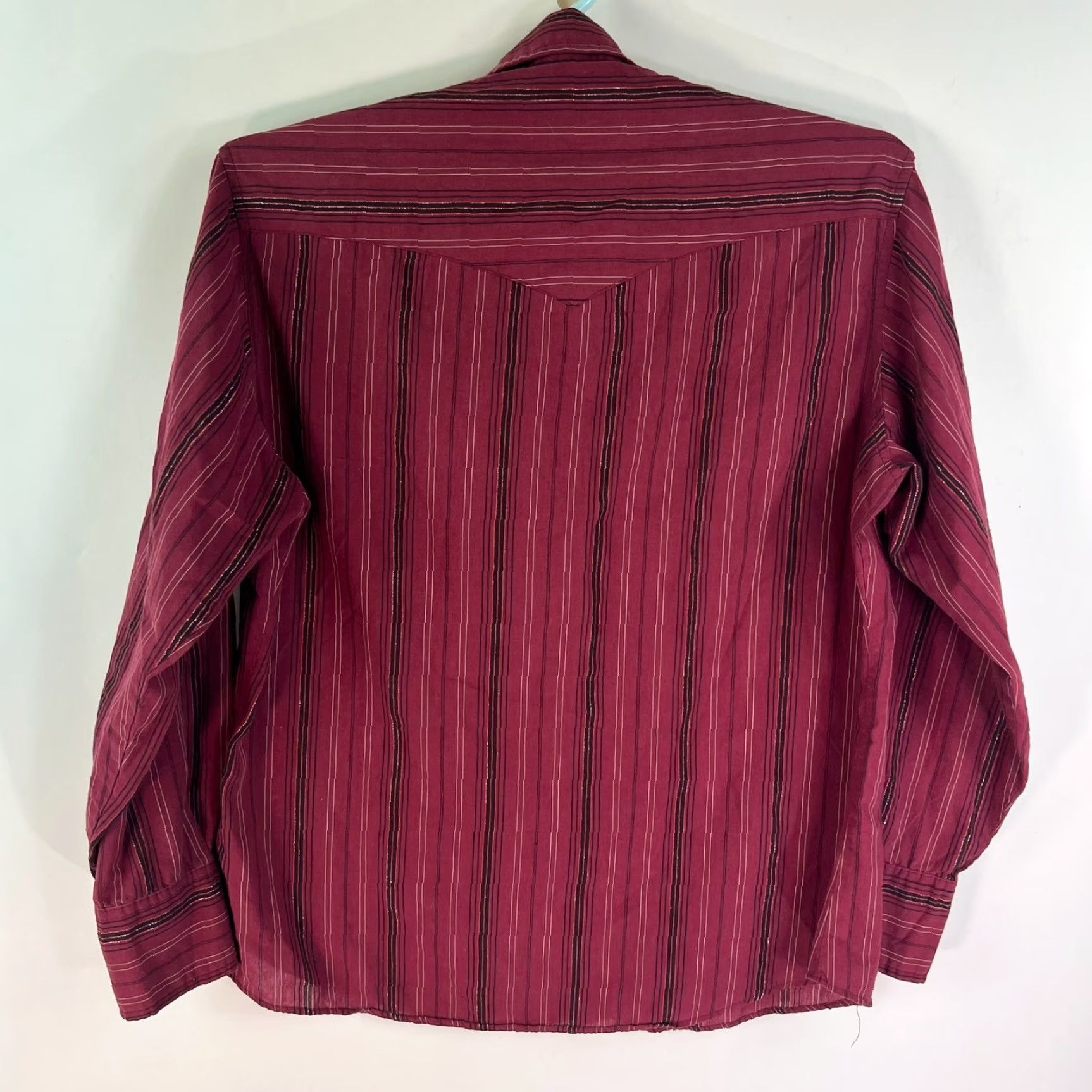 Wrangler VINTAGE Wrangler Western Fashion Snap Shirt Mens XL Maroon Striped Long Sleeve Shirt Size US XL / EU 56 / 4 - 5 Thumbnail