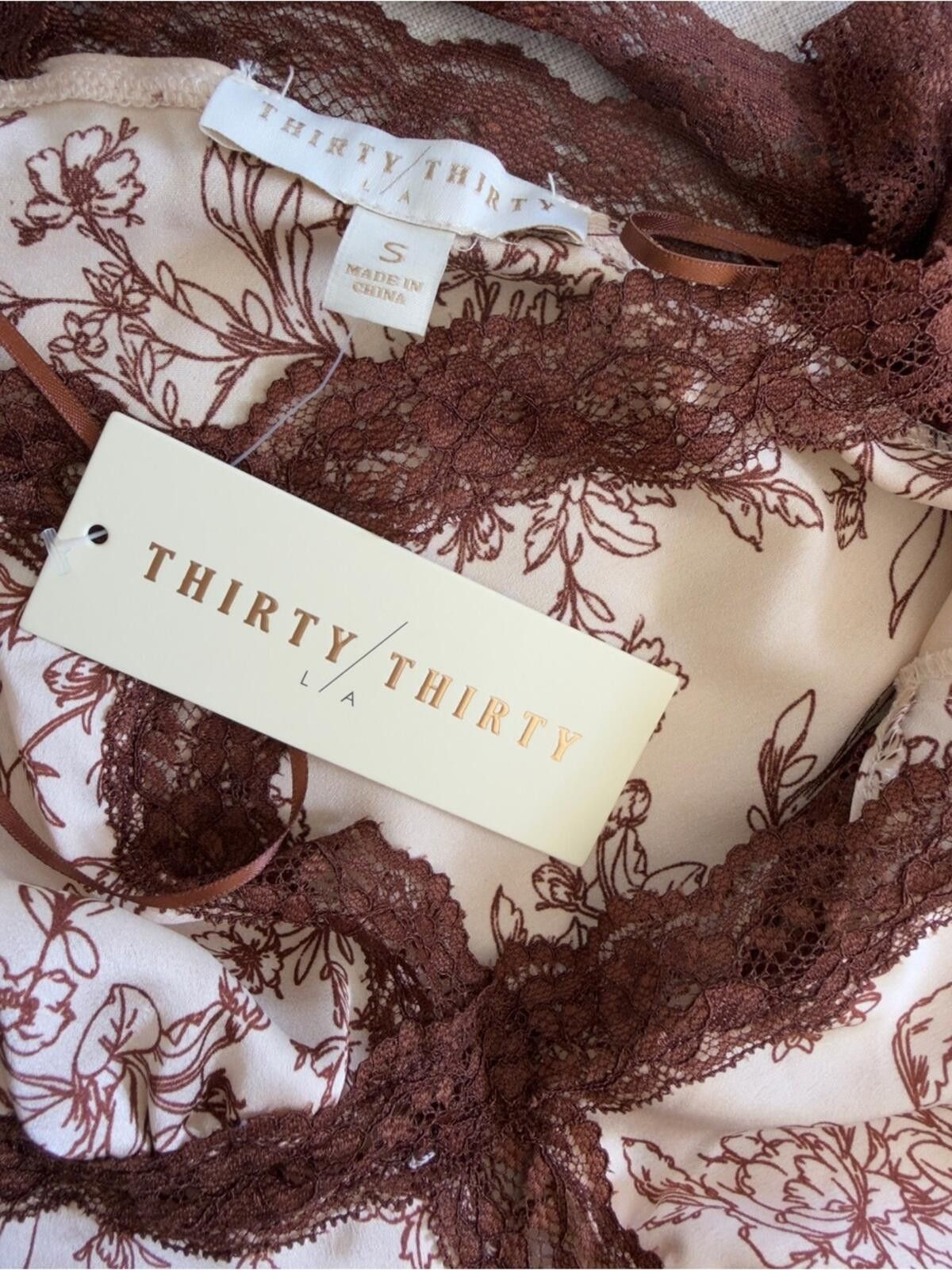 REVOLVE Thirty Thirty / Floral Lace Cami Top / Cream Brown Size S / US 4 / IT 40 - 2 Thumbnail