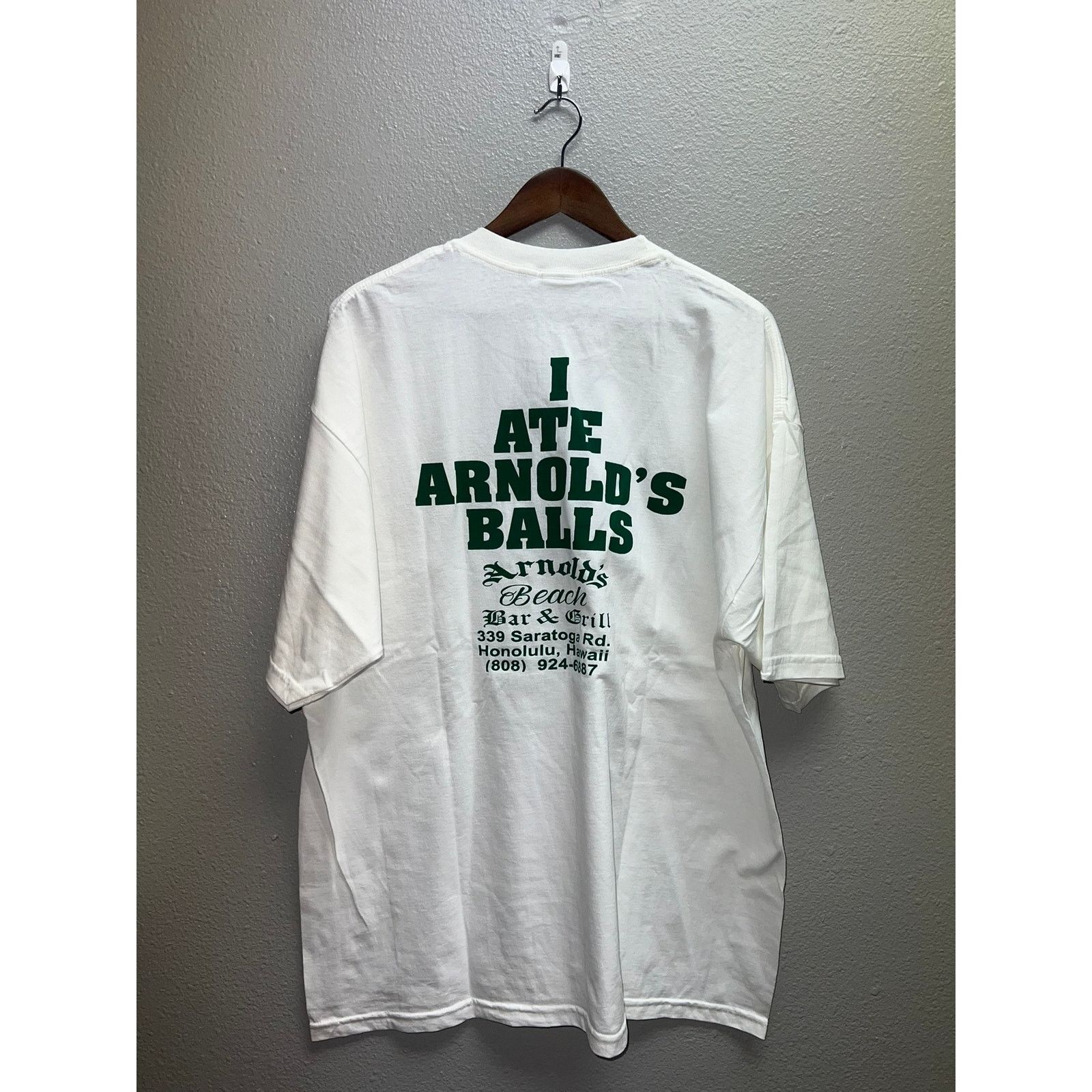 Jerzees Vintage Honolulu Shirt I Ate Arnolds Balls Beach Bar Hawaii Size US XL / EU 56 / 4 - 1 Thumbnail