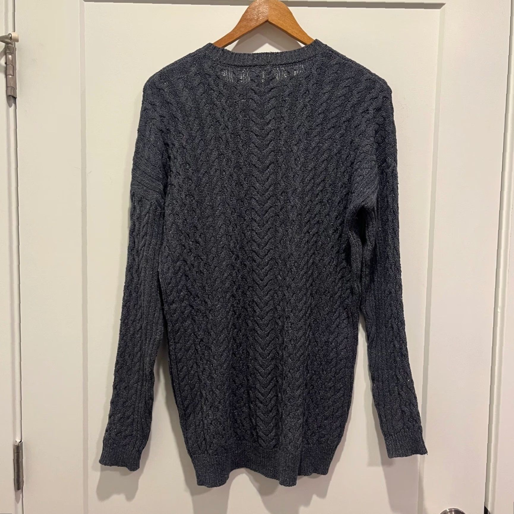 Gramicci Gray Cable Knit Hemp Organic Cotton Blend Crewneck Sweater Mens S
