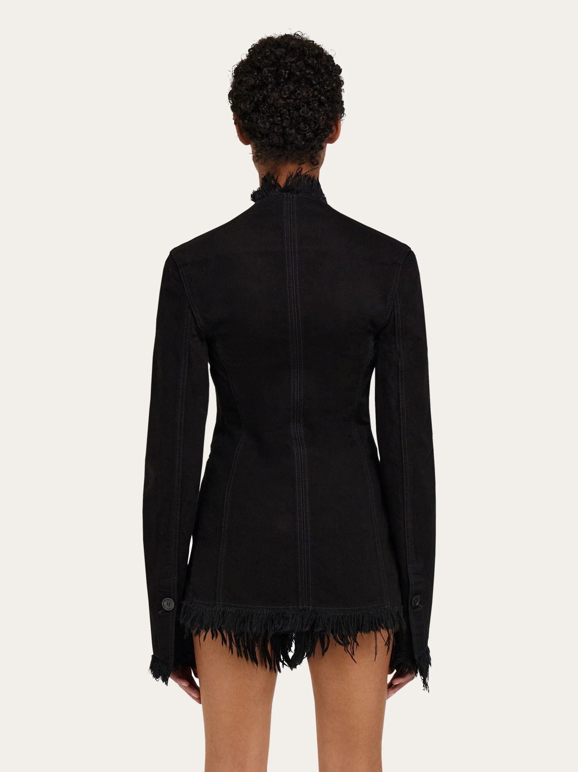Salvatore Ferragamo o1s1rm0526 Fringed Blazer in Black Size XS / US 0-2 / IT 36-38 - 3 Thumbnail