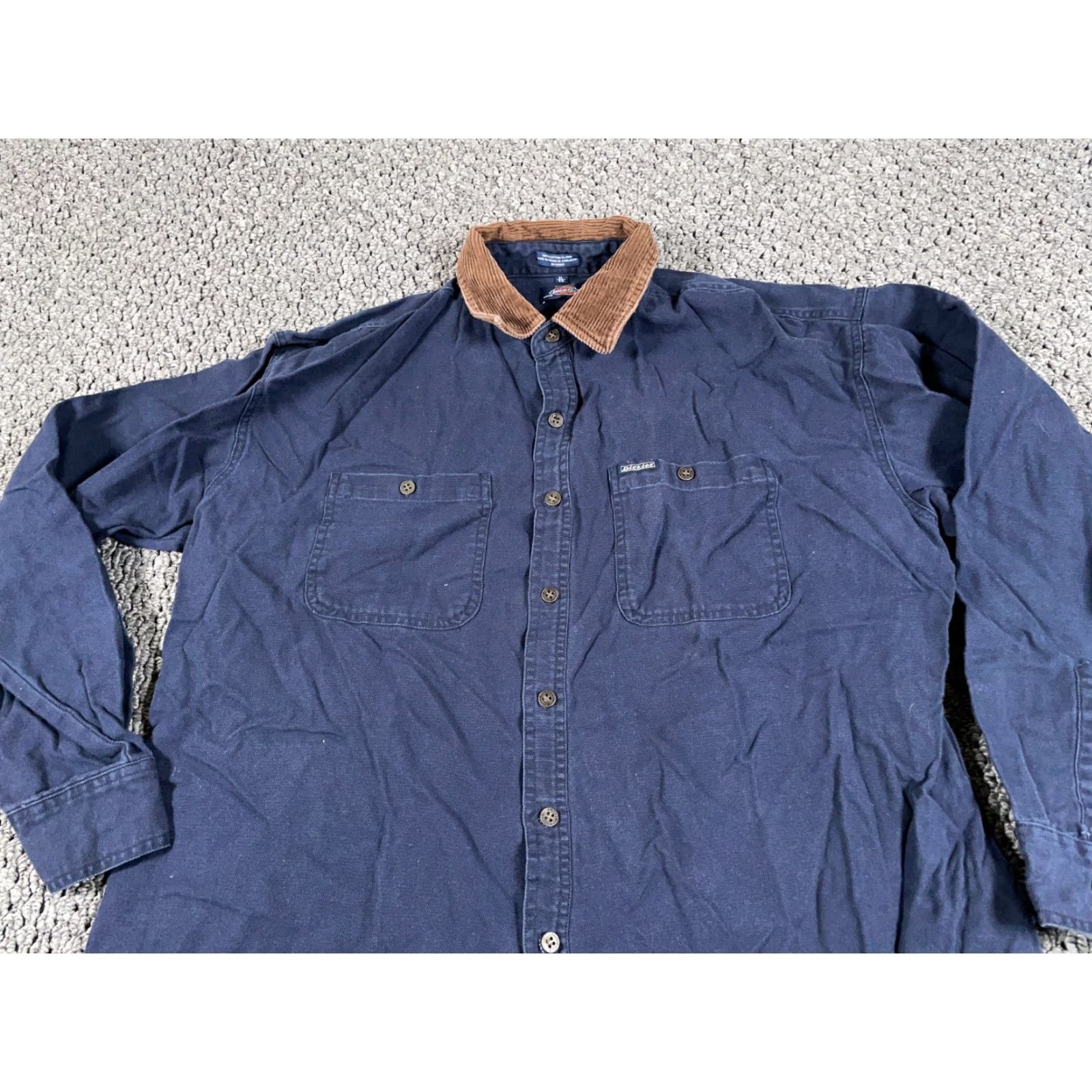 Dickies Dickies Shirt Adult XL Blue Cotton Canvas Heavyweight Button-Front Corduroy Collar Workwear Mens Size US XL / EU 56 / 4 - 4 Thumbnail