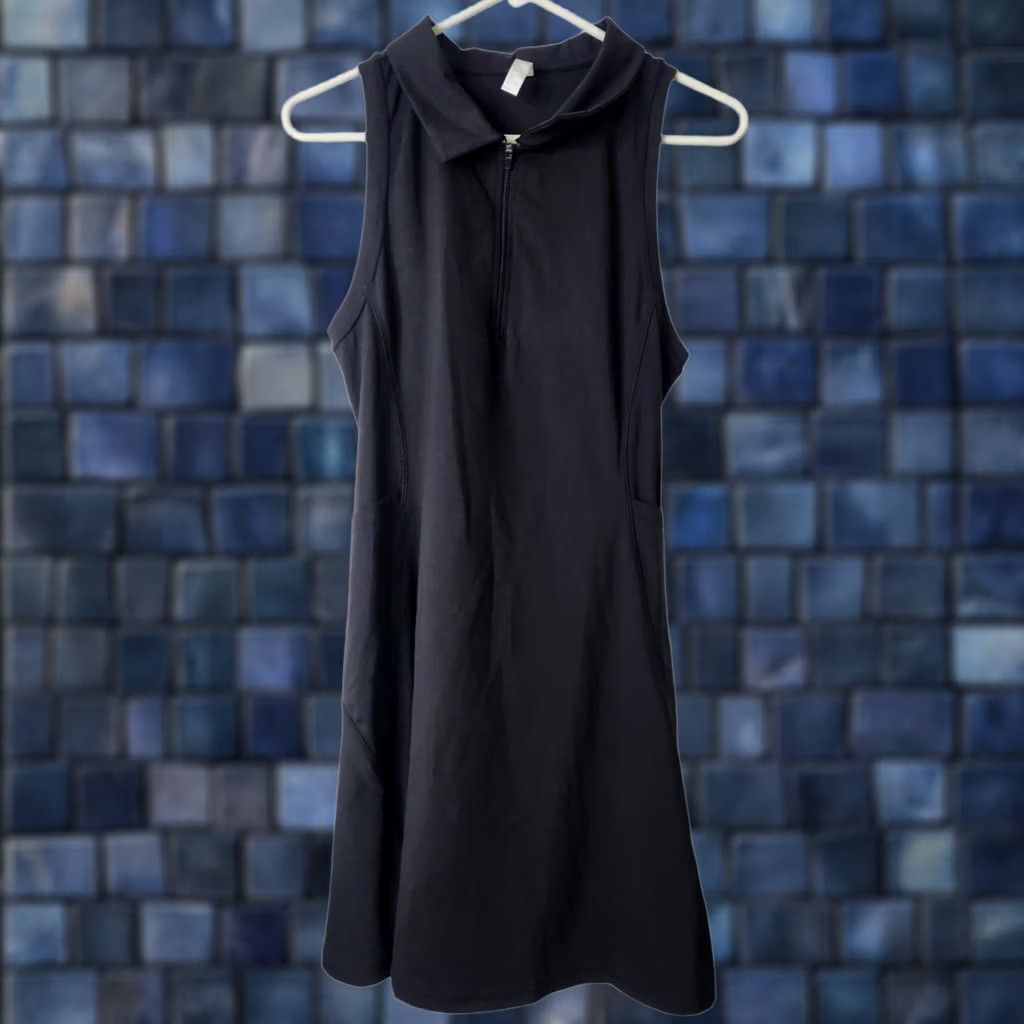 Vintage Zella Tank Dress Womens M Zip A-Line Pockets Black Size M / US 6-8 / IT 42-44 - 1 Thumbnail