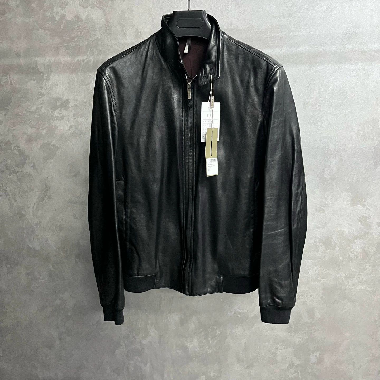 Dior Dior Black Solid Stand Collar Long Sleeve Leather Jacket Size US S / EU 44-46 / 1 - 1 Thumbnail