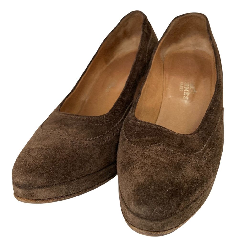 Hermes Hermes Wingtip Suede Pumps Suede Shoes DUTY FREE for USA