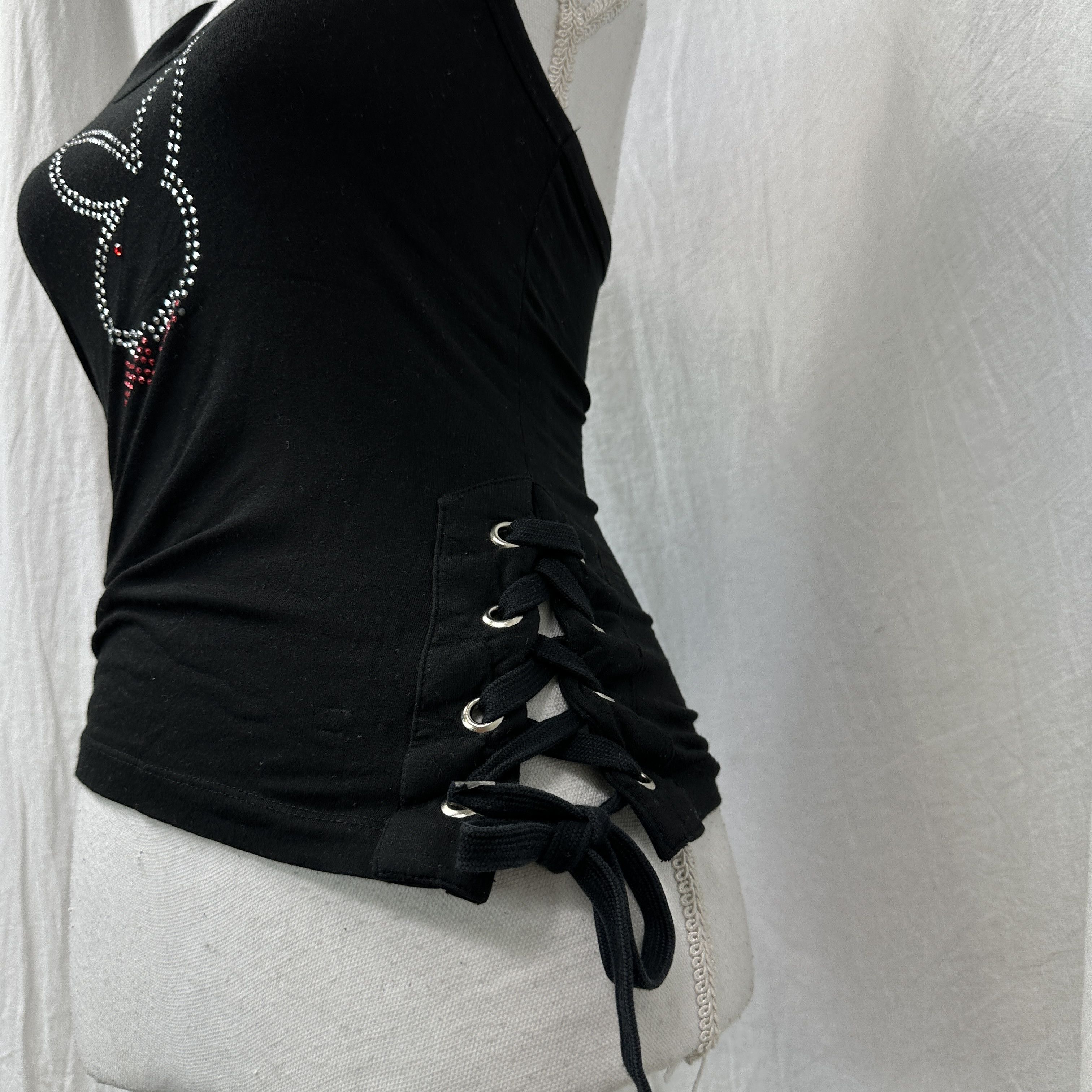 Playboy Vintage Avant Garde Rhinestones Tied Playboy Top Y2K Size S / US 4 / IT 40 - 6 Thumbnail